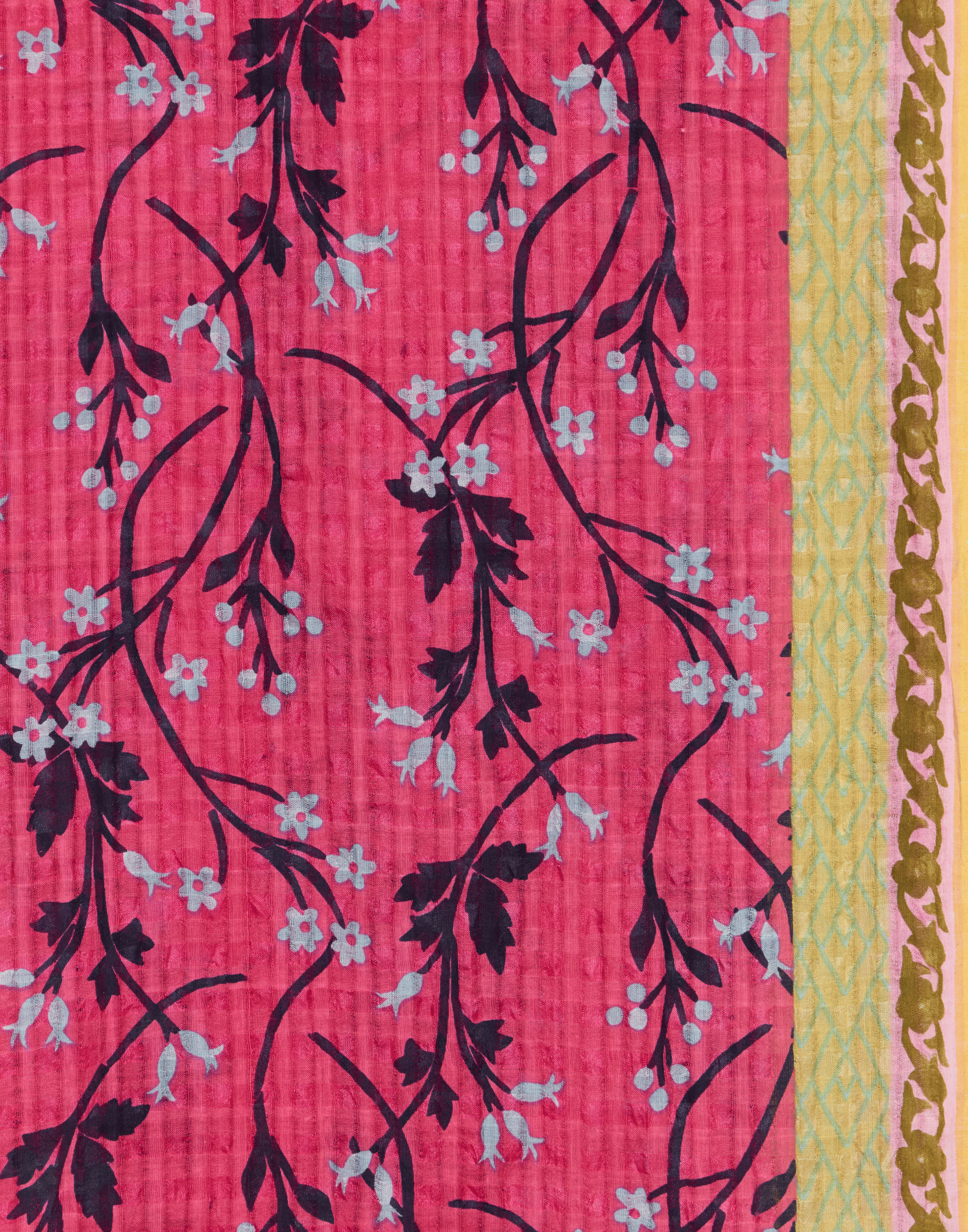 Fuchsia Floral Cotton & Silk Scarf