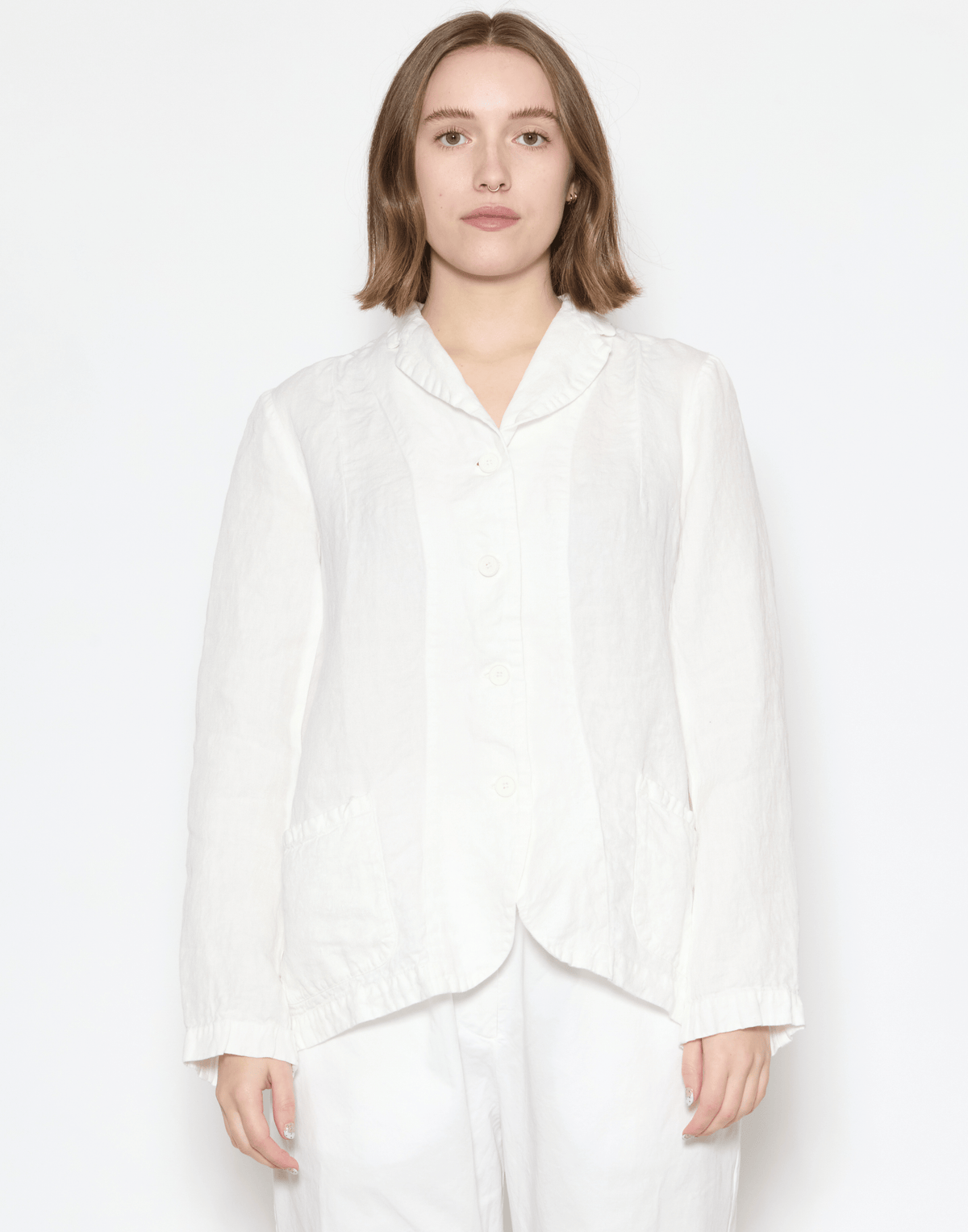 Optic White Linen Denim Lijian Jacket