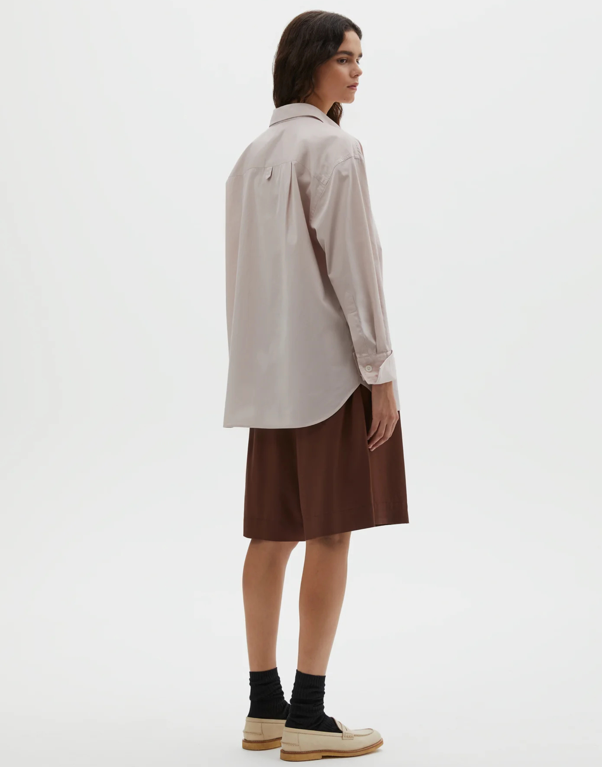 Dusty Pink Cotton Turn Up Cuff Shirt