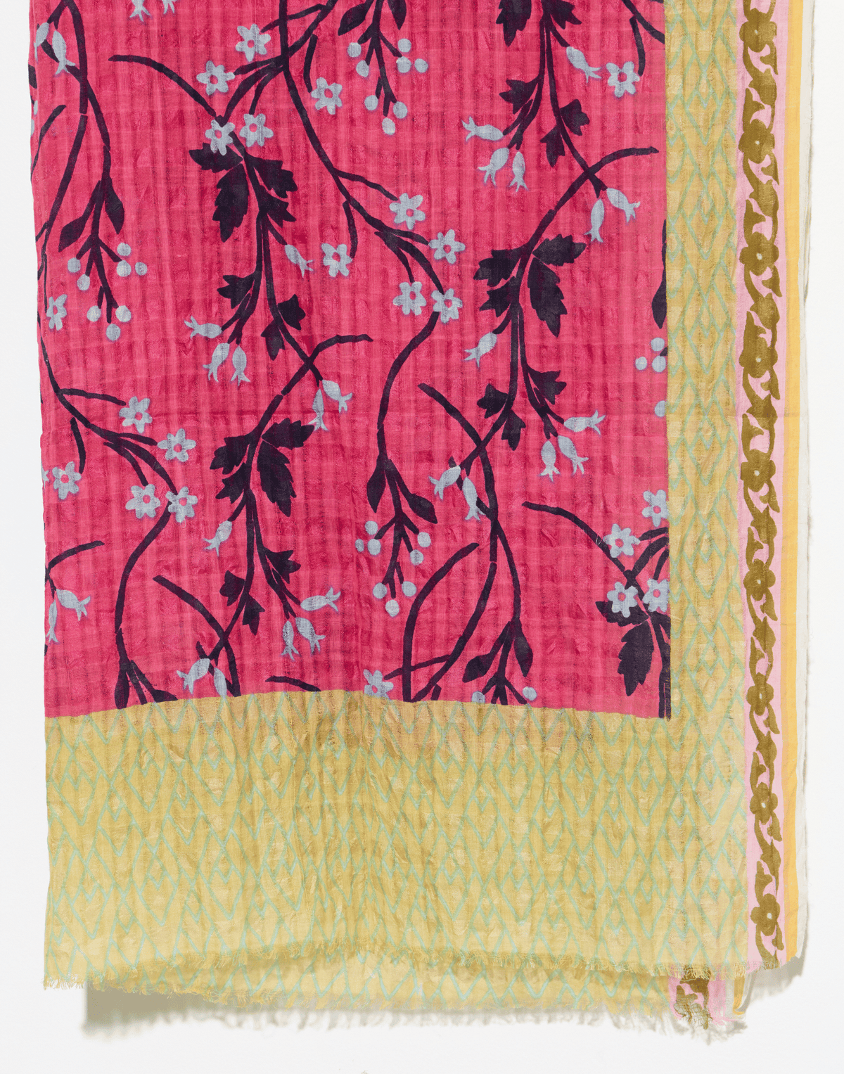 Fuchsia Floral Cotton & Silk Scarf