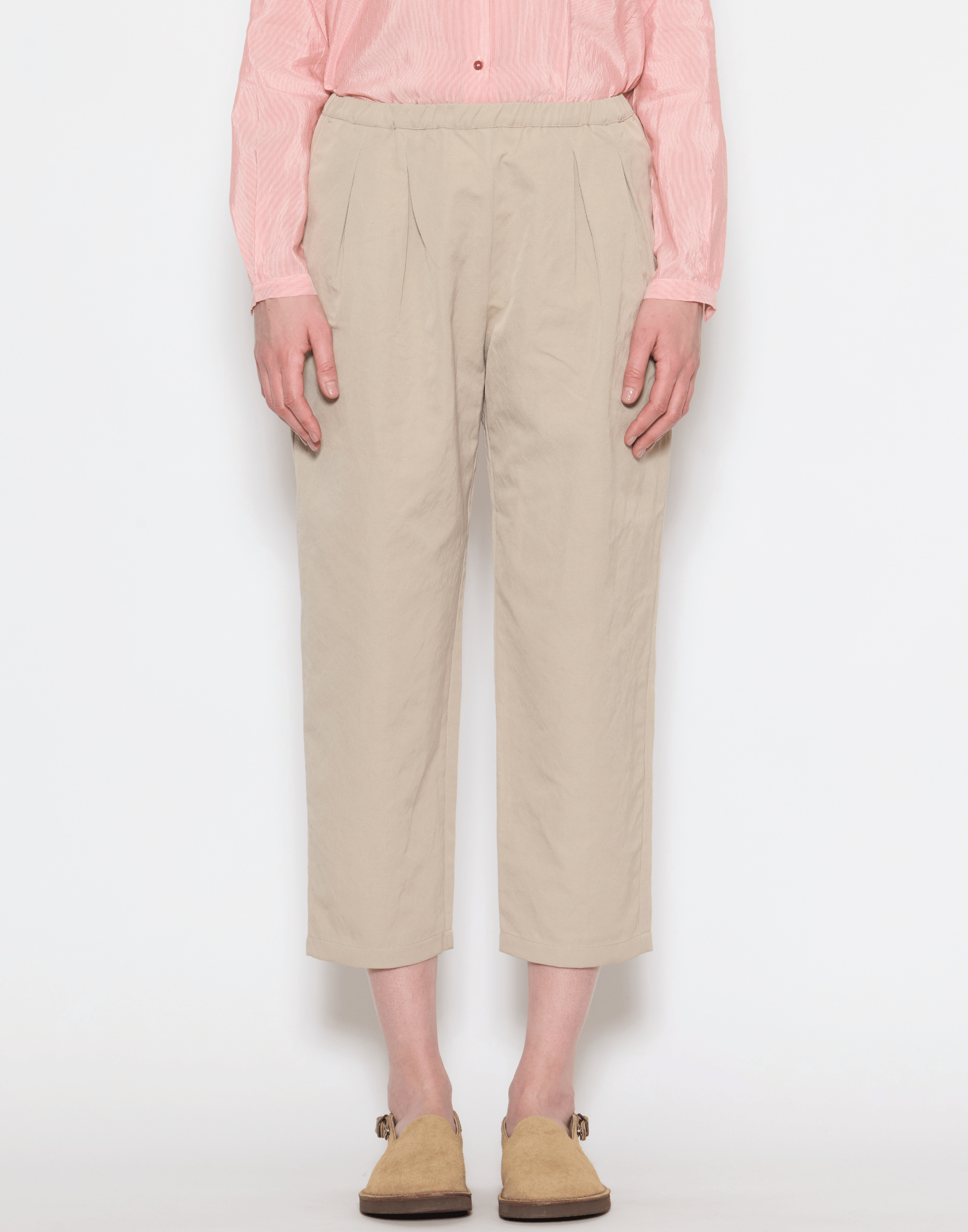 Ecru Linen Blend Trousers