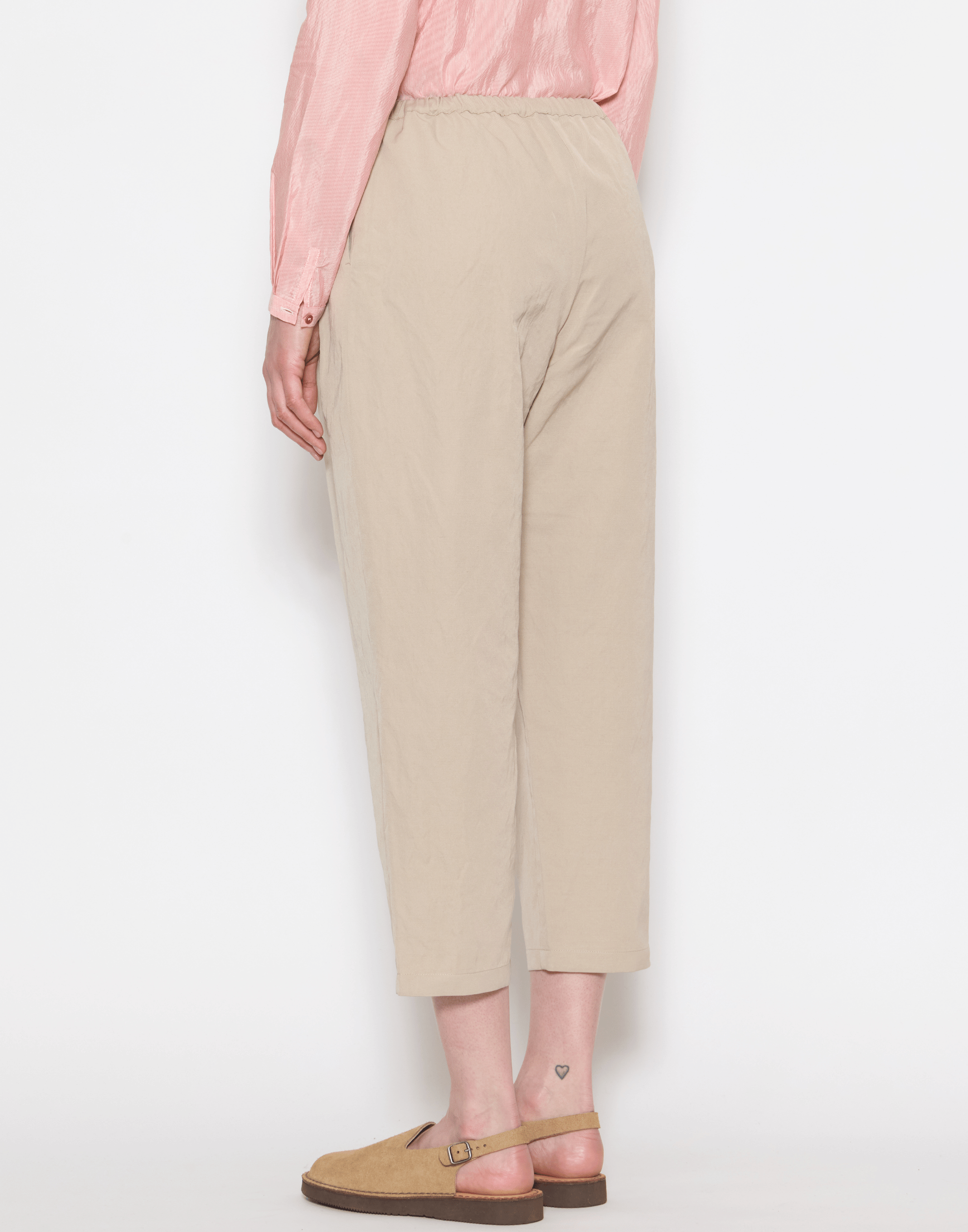 Ecru Linen Blend Trousers