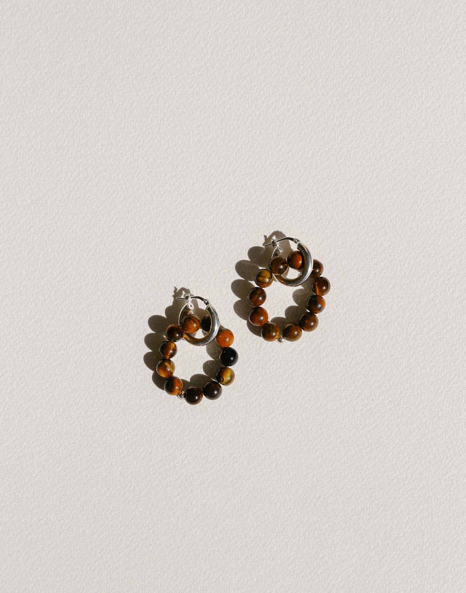 Tiger Eye & Silver Romain Earrings