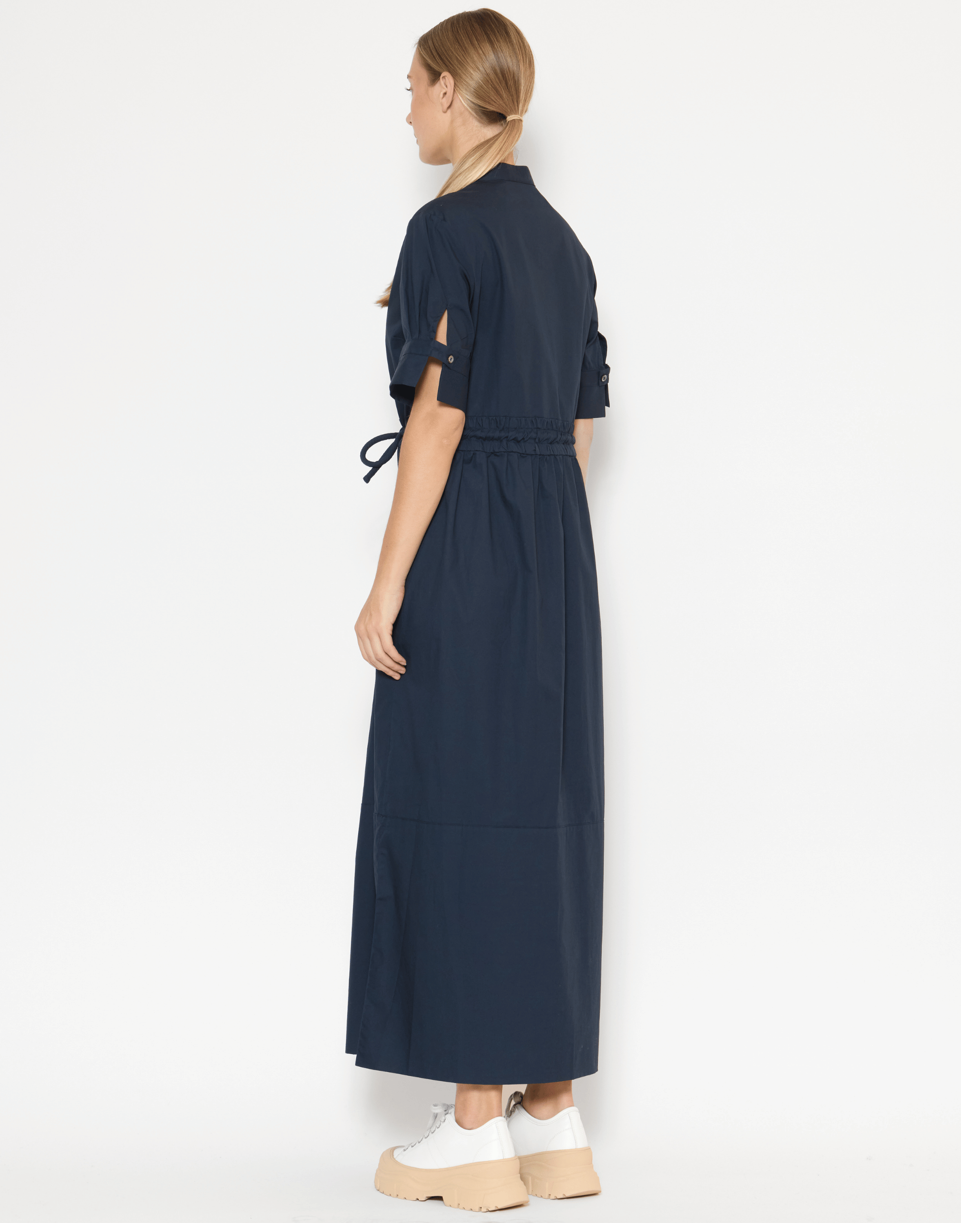 Navy Cotton Poplin Yolanda Dress