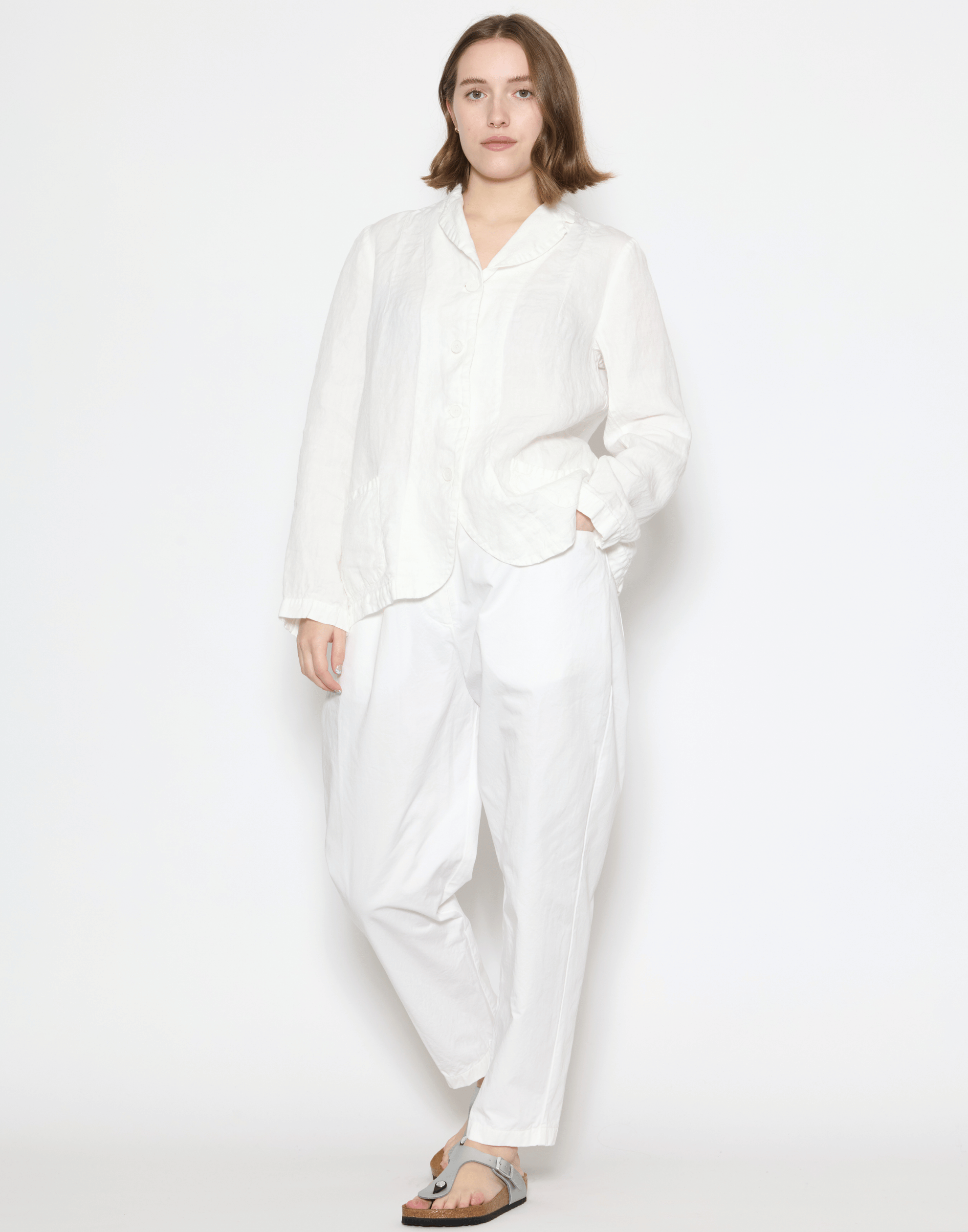 Optic White Linen Denim Lijian Jacket