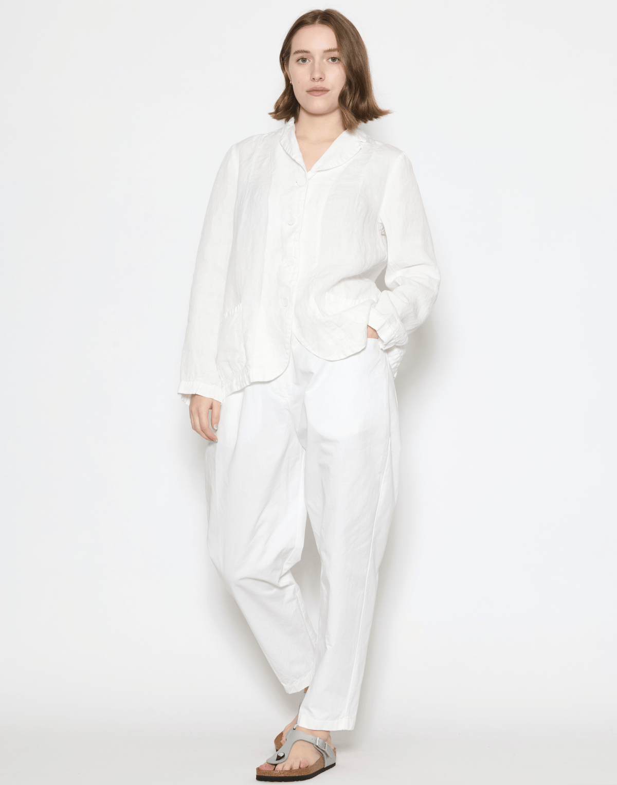 Optic White Linen Denim Lijian Jacket