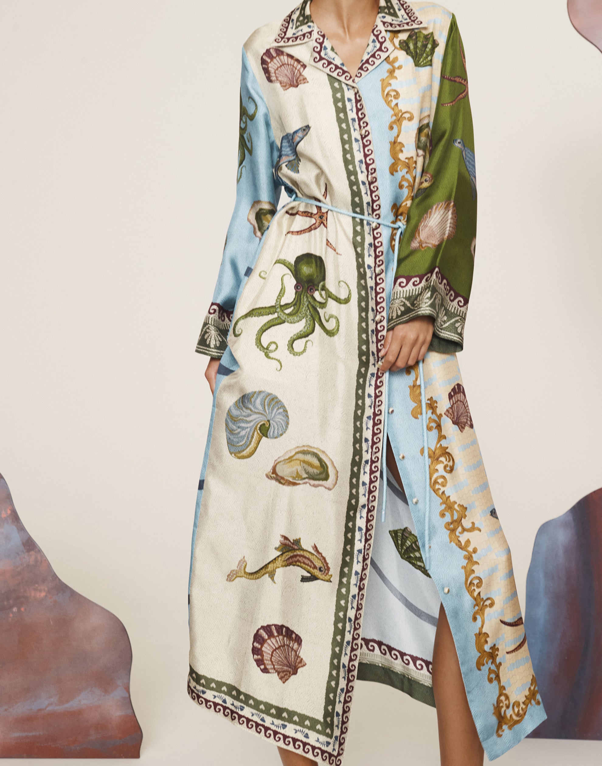 Silk Bath House Shirt Dress