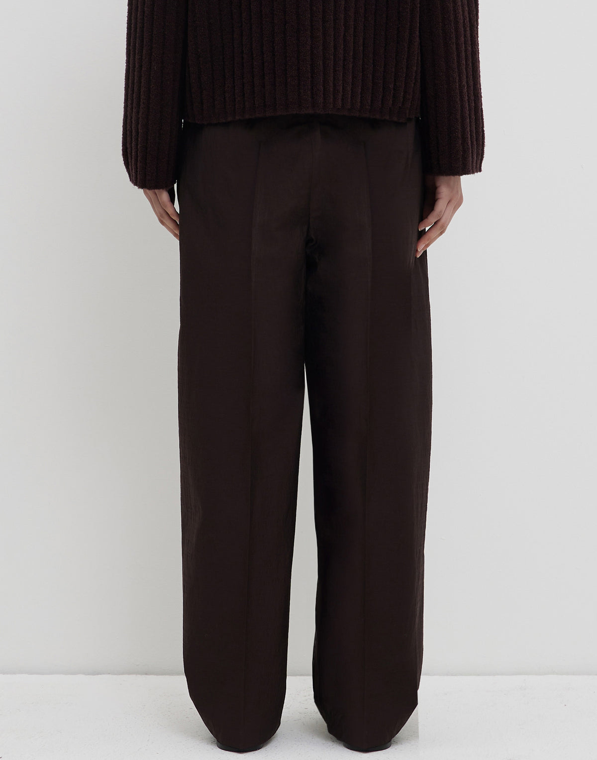 Cherry Wood Wool Blend Pina Pleated Trousers