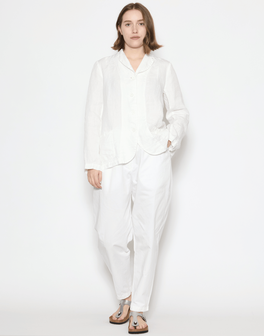 Optic White Linen Denim Lijian Jacket