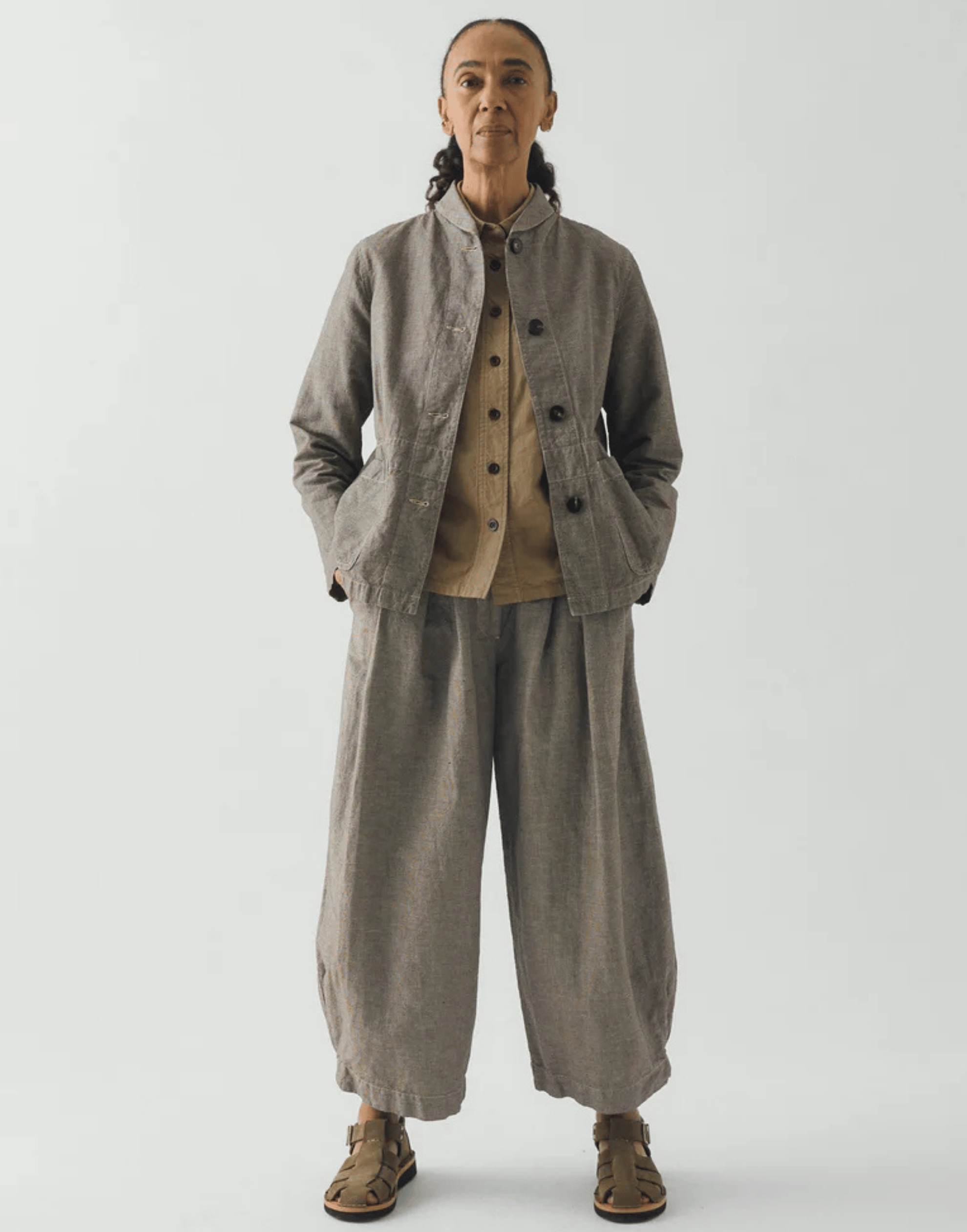 Micro Houndstooth Cotton & Linen Trousers