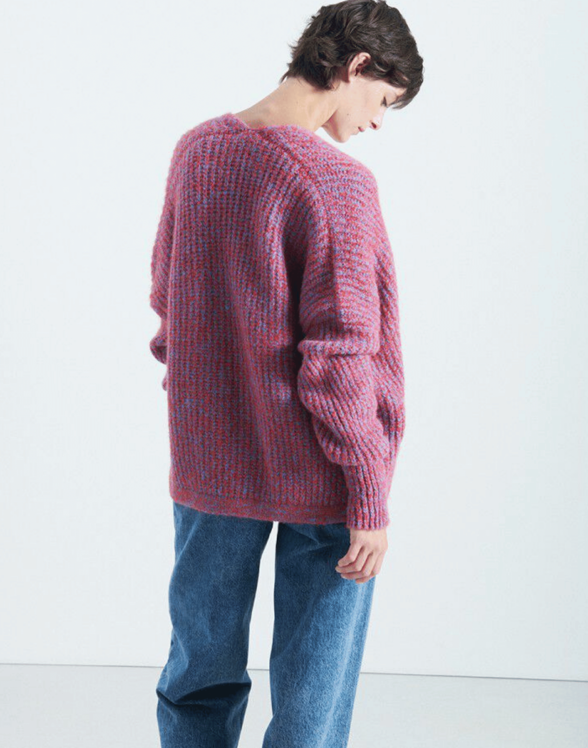 Chilli Red Melange Wool Blend East Cardigan