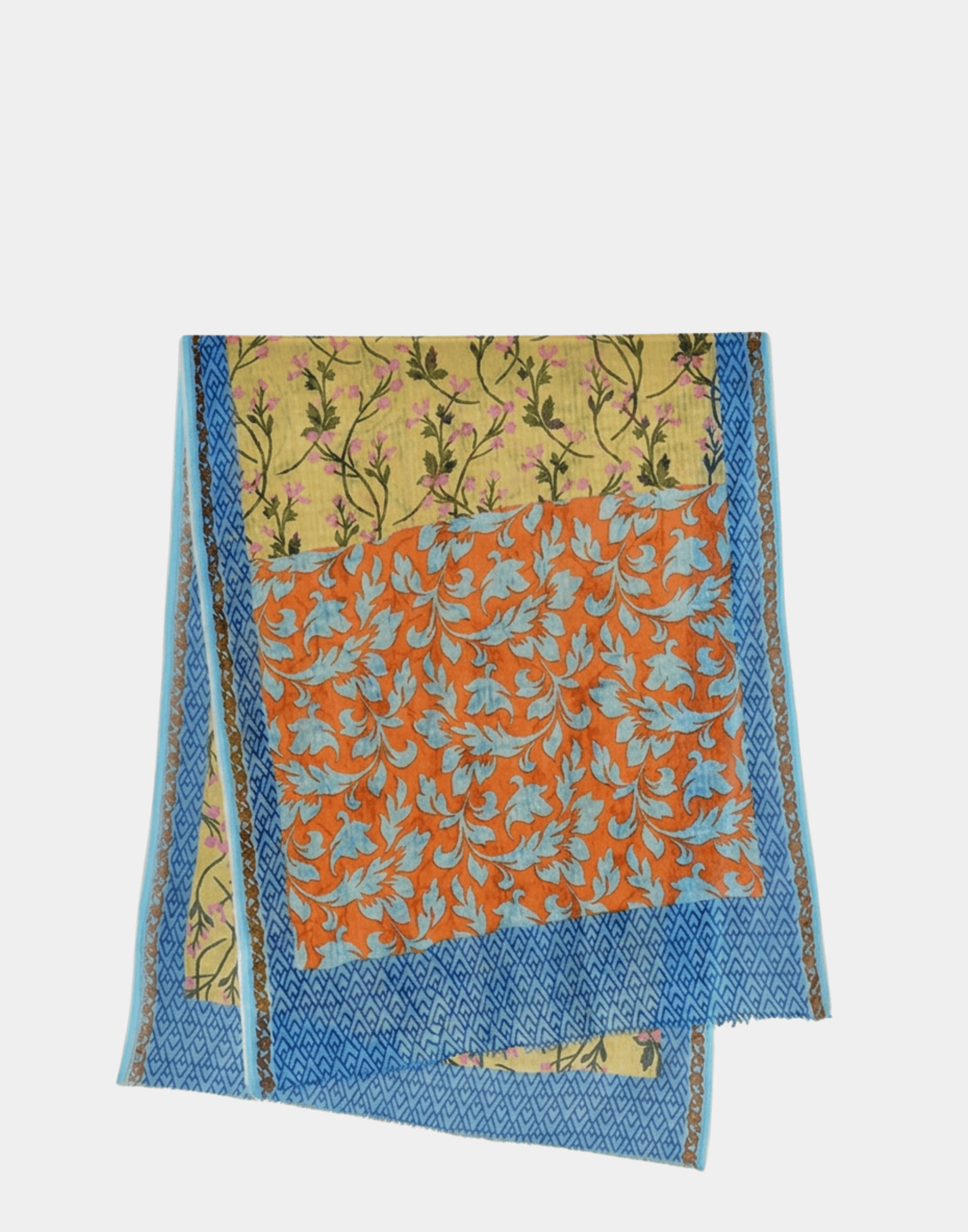 Sky Floral Cotton & Silk Scarf