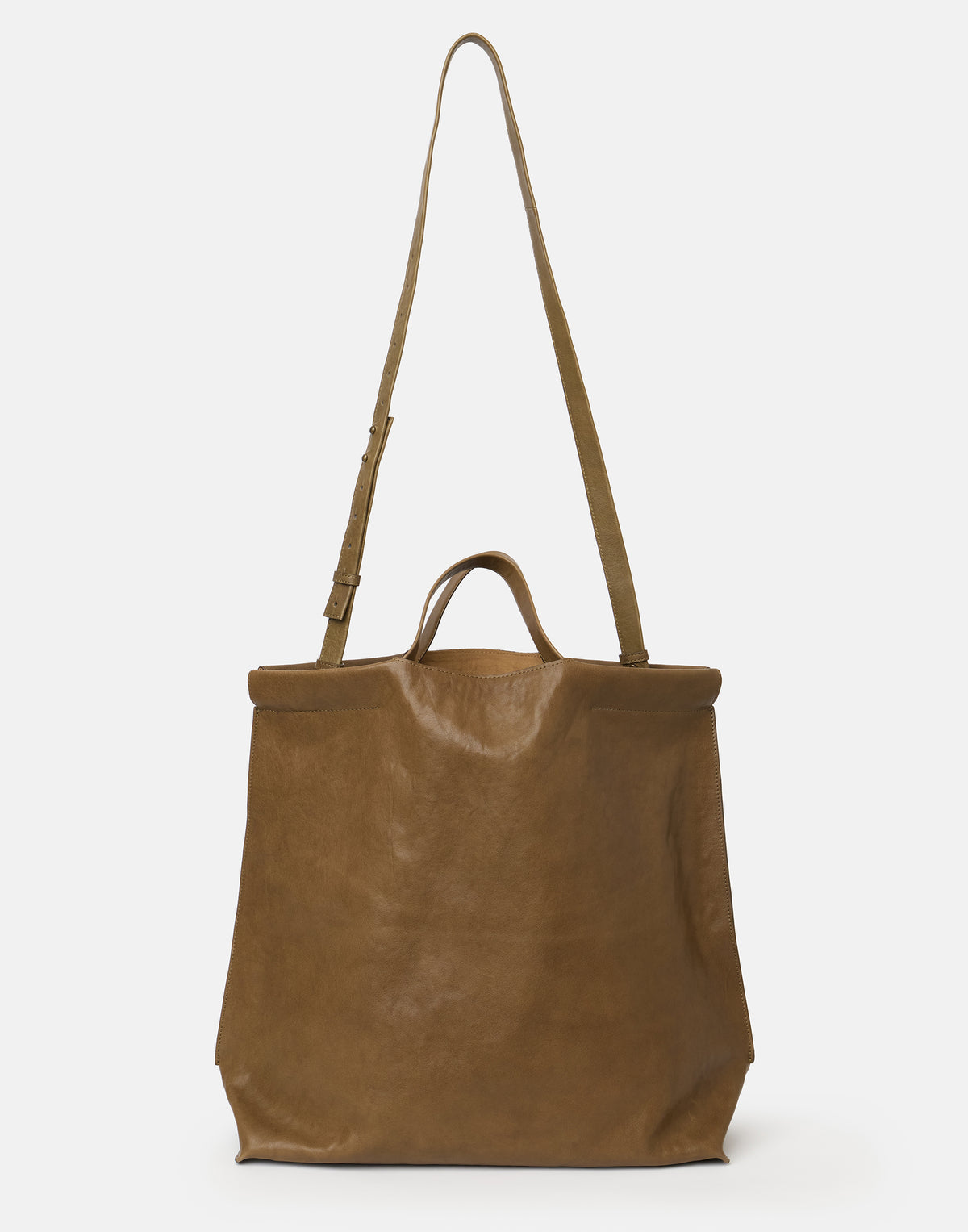 Shop Bea Mombaers Bags Online | Khaki Leather Large Shopper Bag