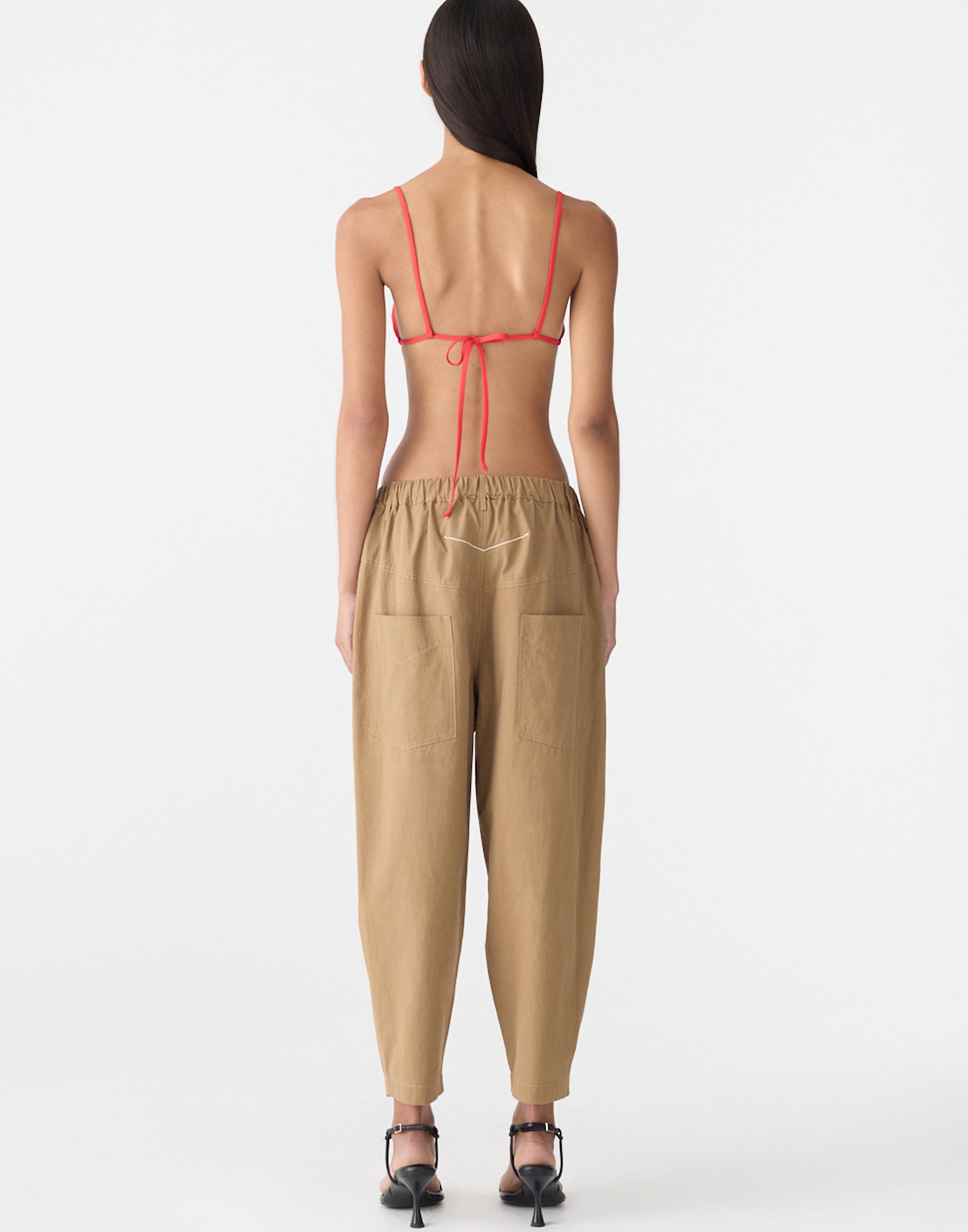 Dark Tan Crushed Cotton Summer Pants