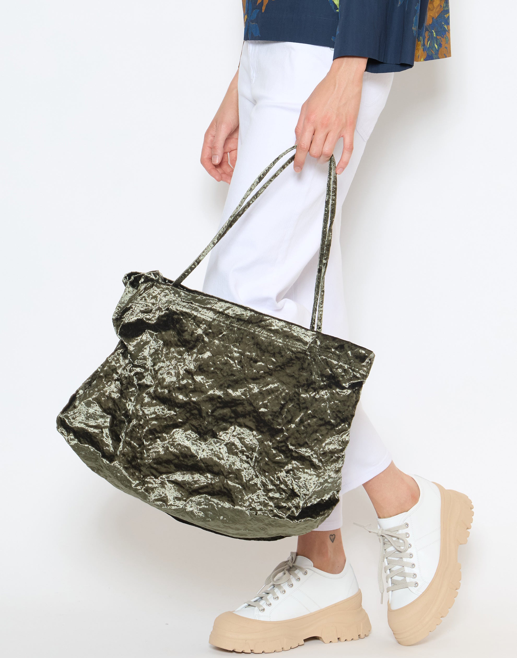 Khaki Velvet Maxi Tote Bag