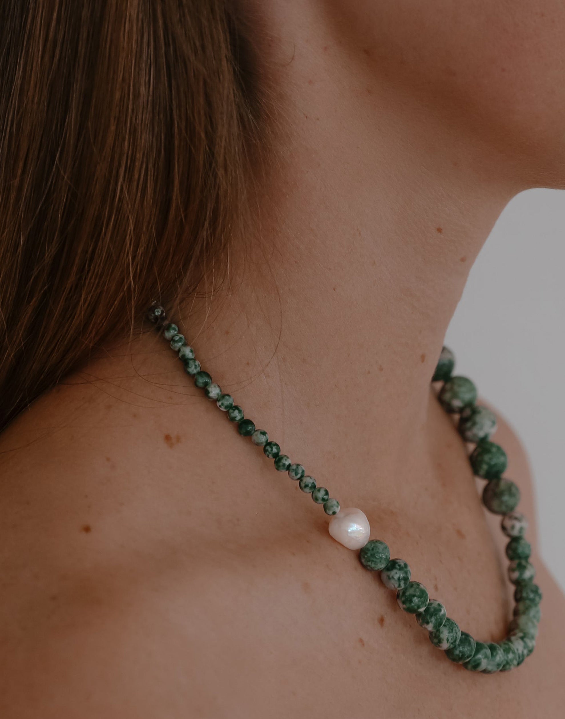 Spotted Jasper & Silver Devon Necklace