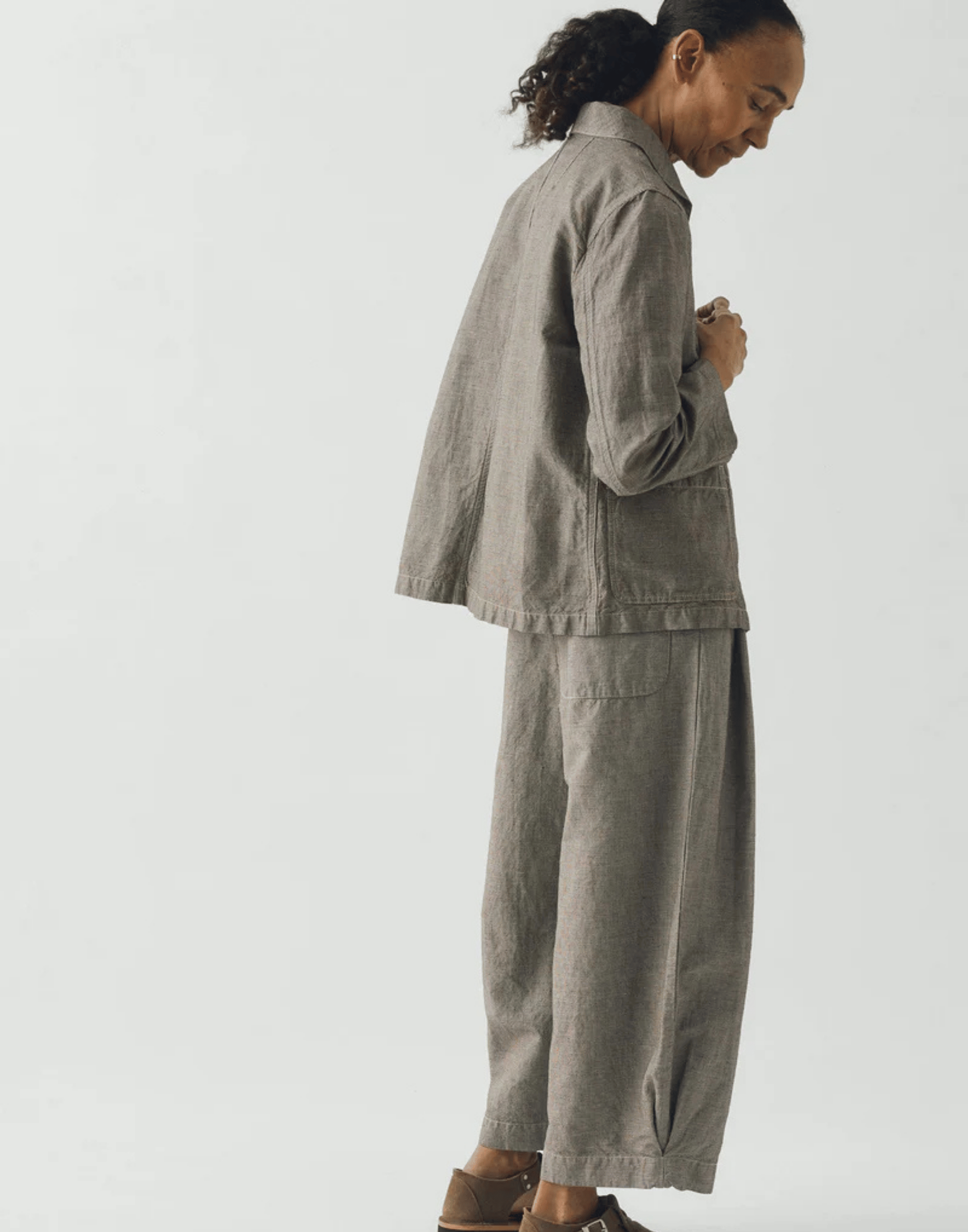 Micro Houndstooth Cotton & Linen Jacket