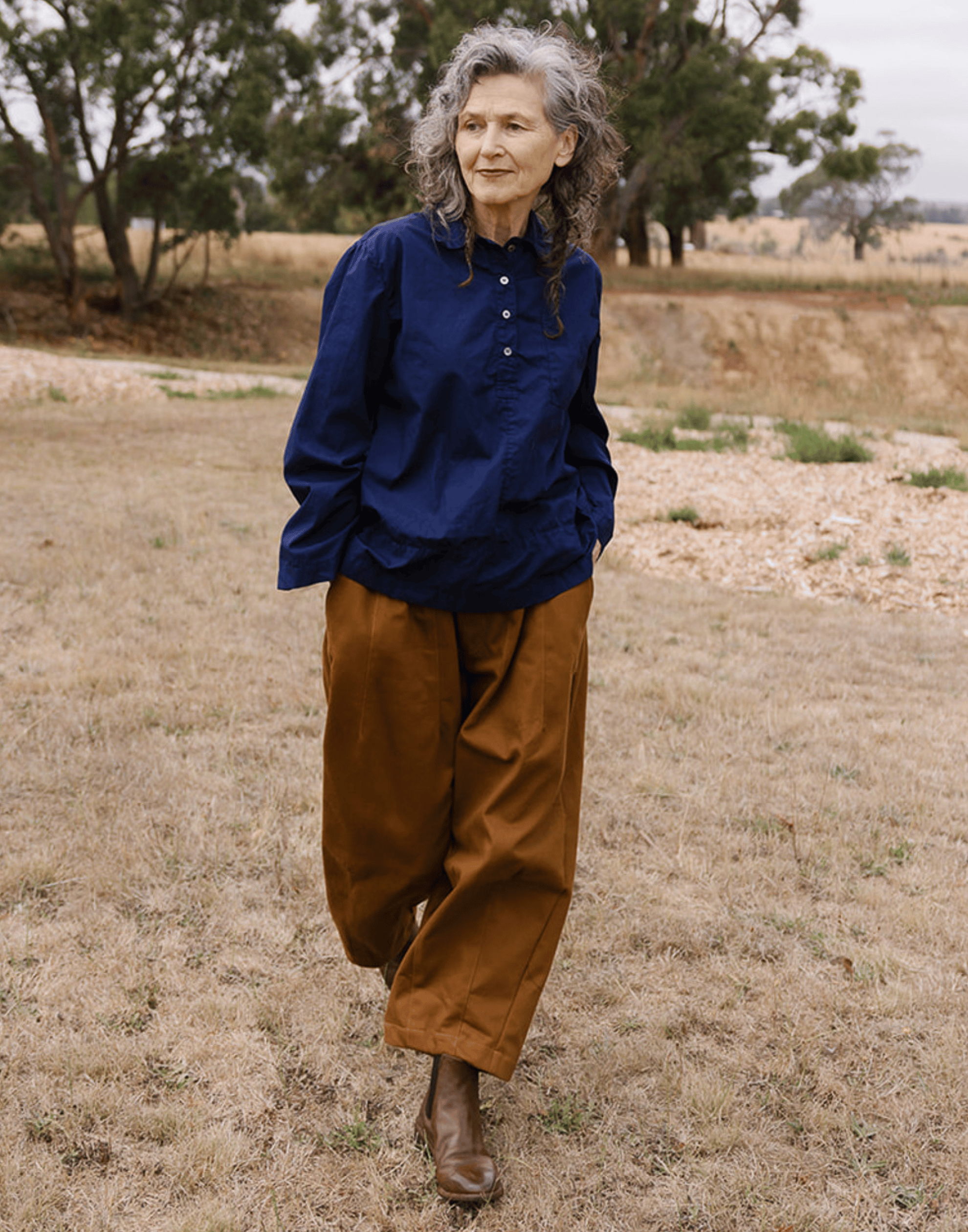 Brick Cotton Twill Stevie Barrel Pants