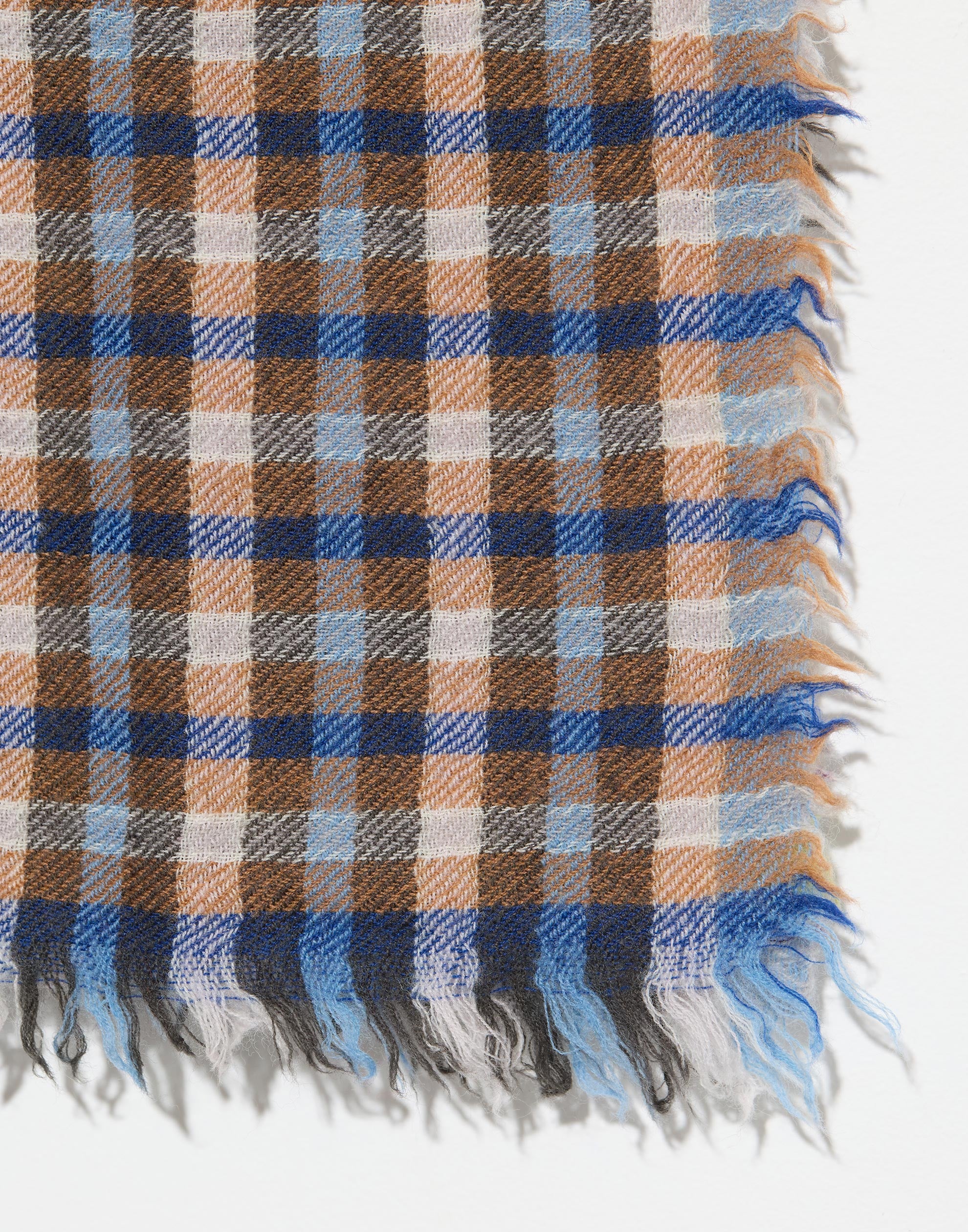 Blue & Brown Check Wool Scarf