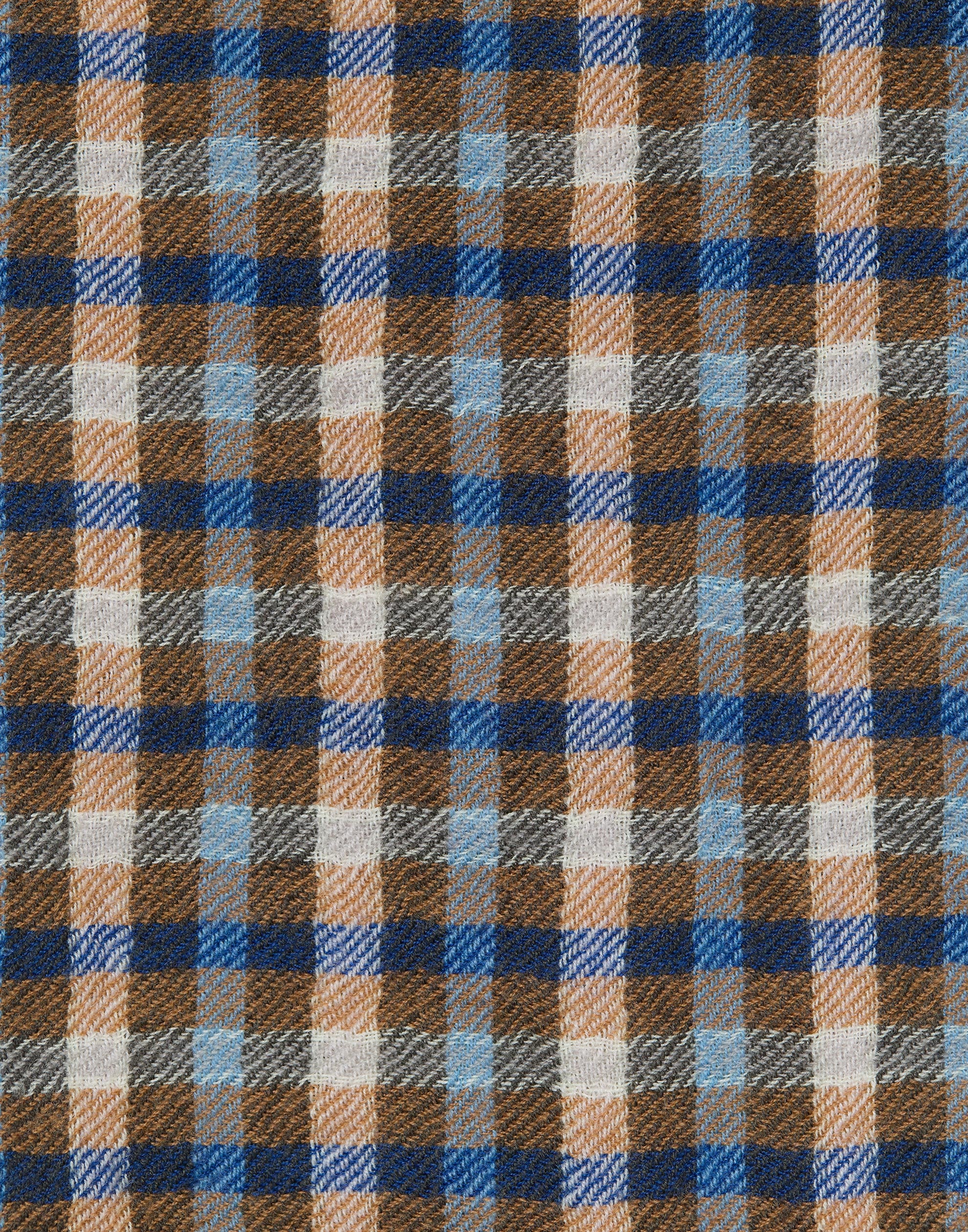 Blue & Brown Check Wool Scarf