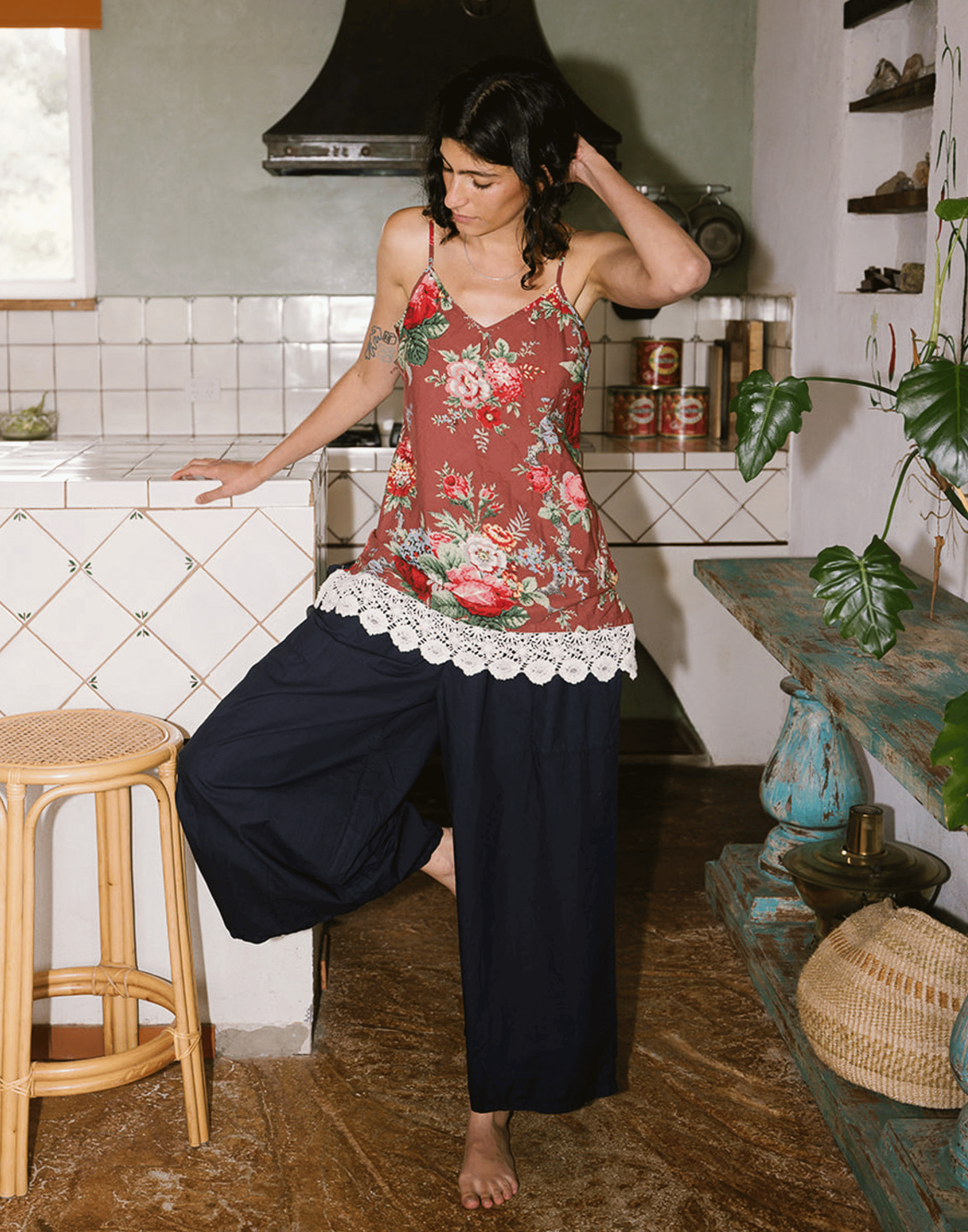 Dark Navy Cotton Poplin Chisato Pants