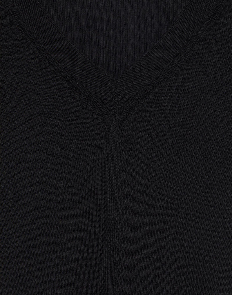 Black Cotton Knit Coline Top