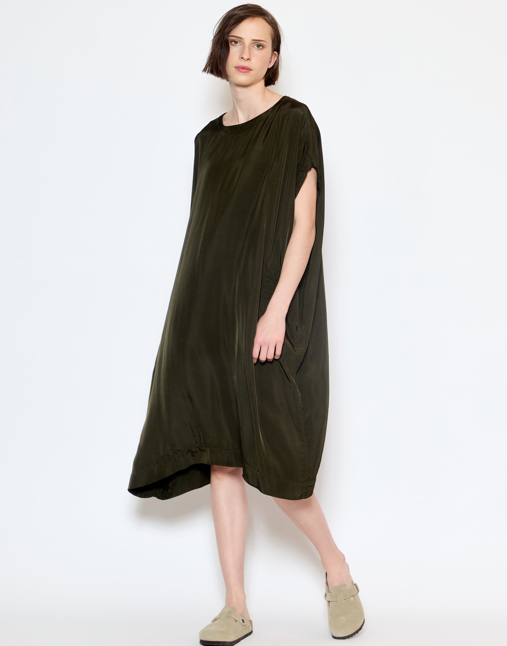 Khaki Viscose Francesca Dress