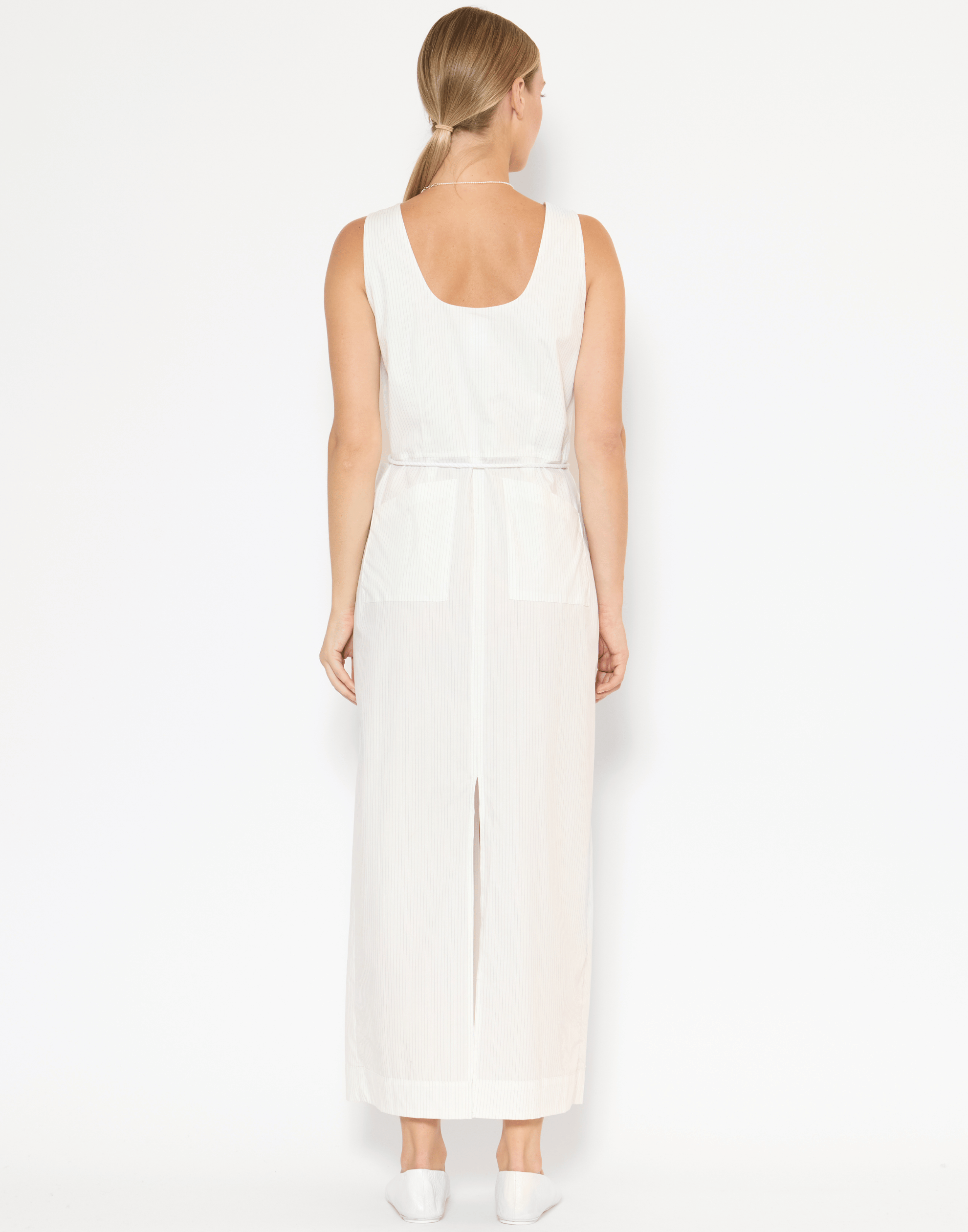 White Pinstripe Cotton Floss Dress