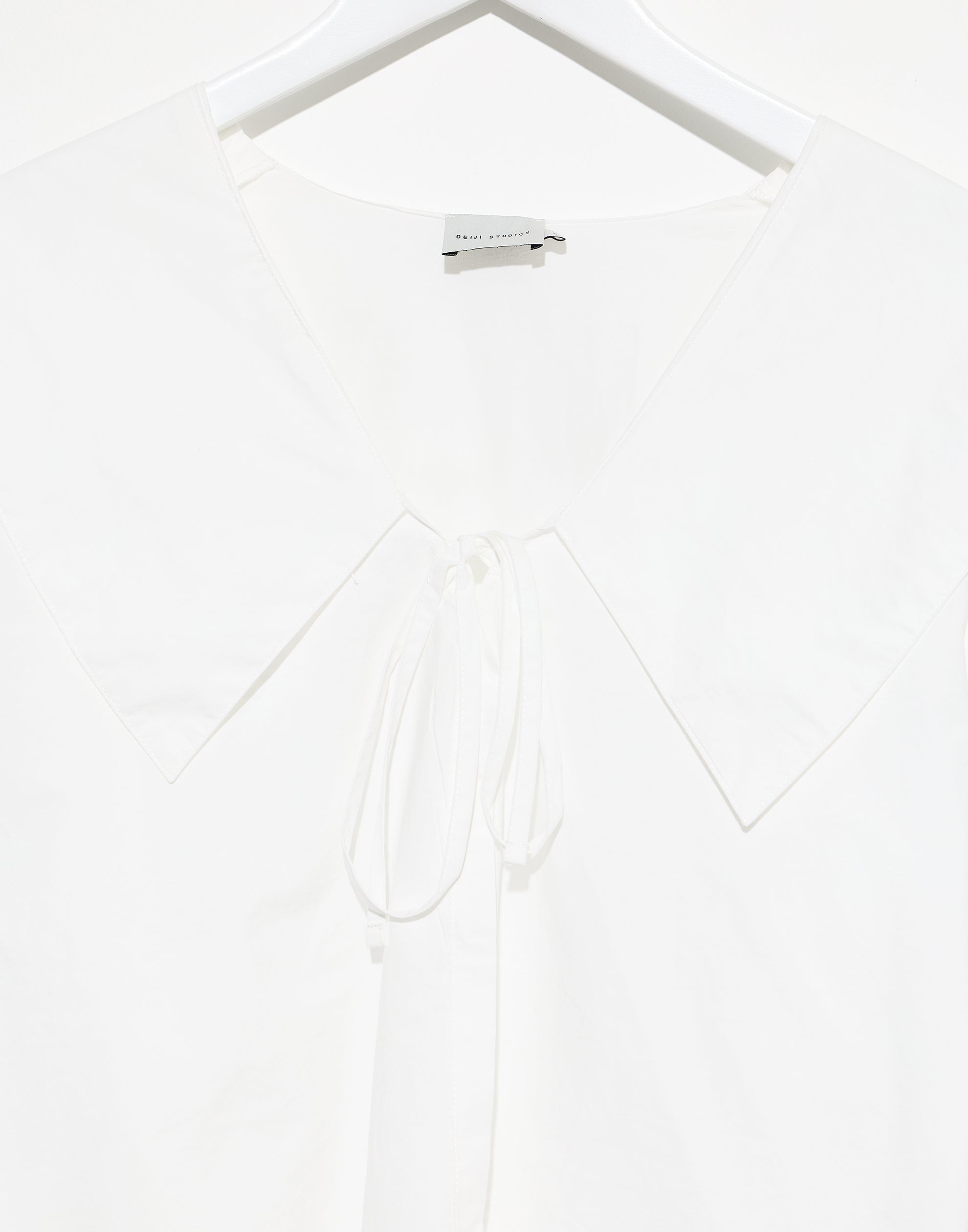 White Cotton Collared Tie Shirt