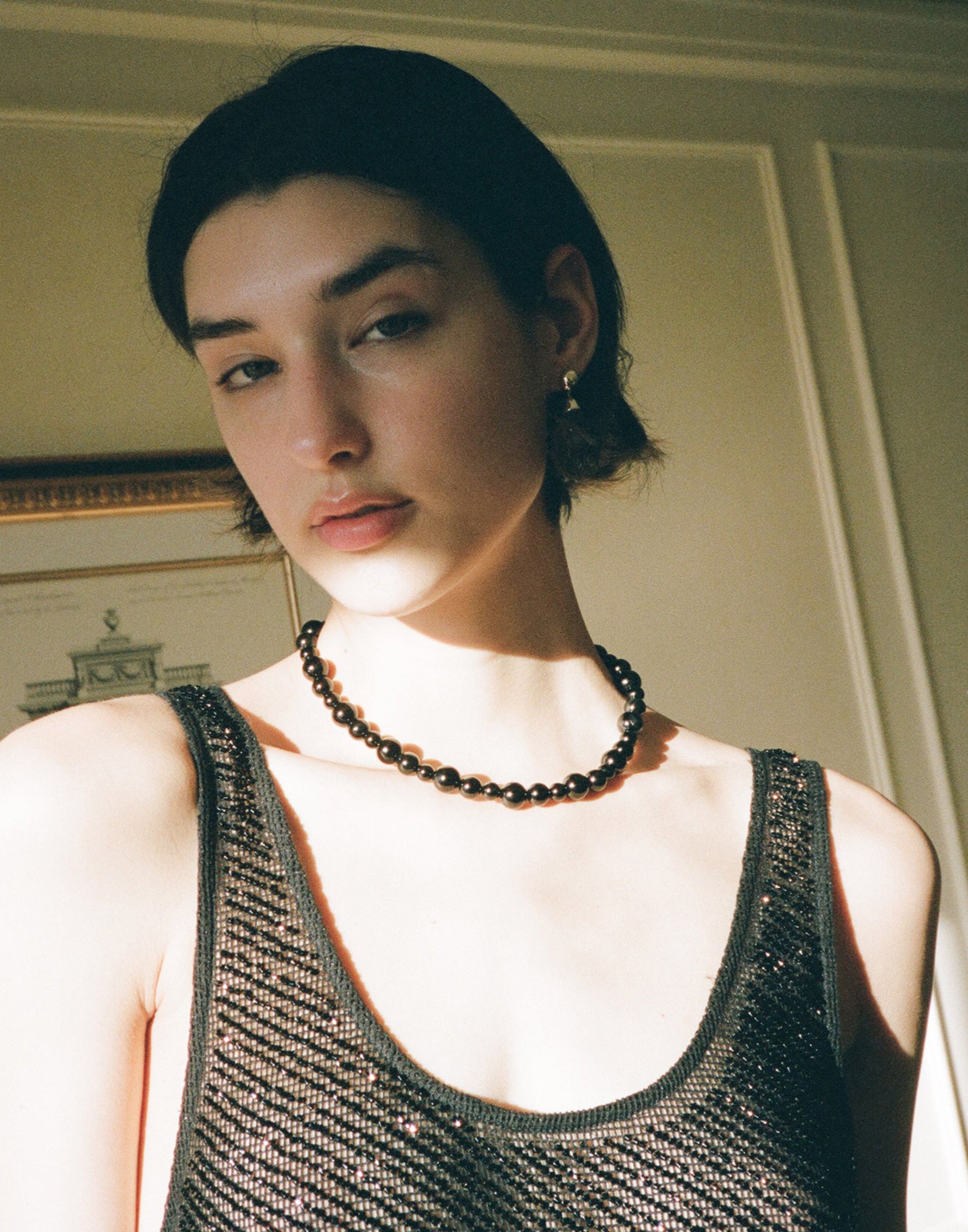 Onyx & Silver Louie Necklace