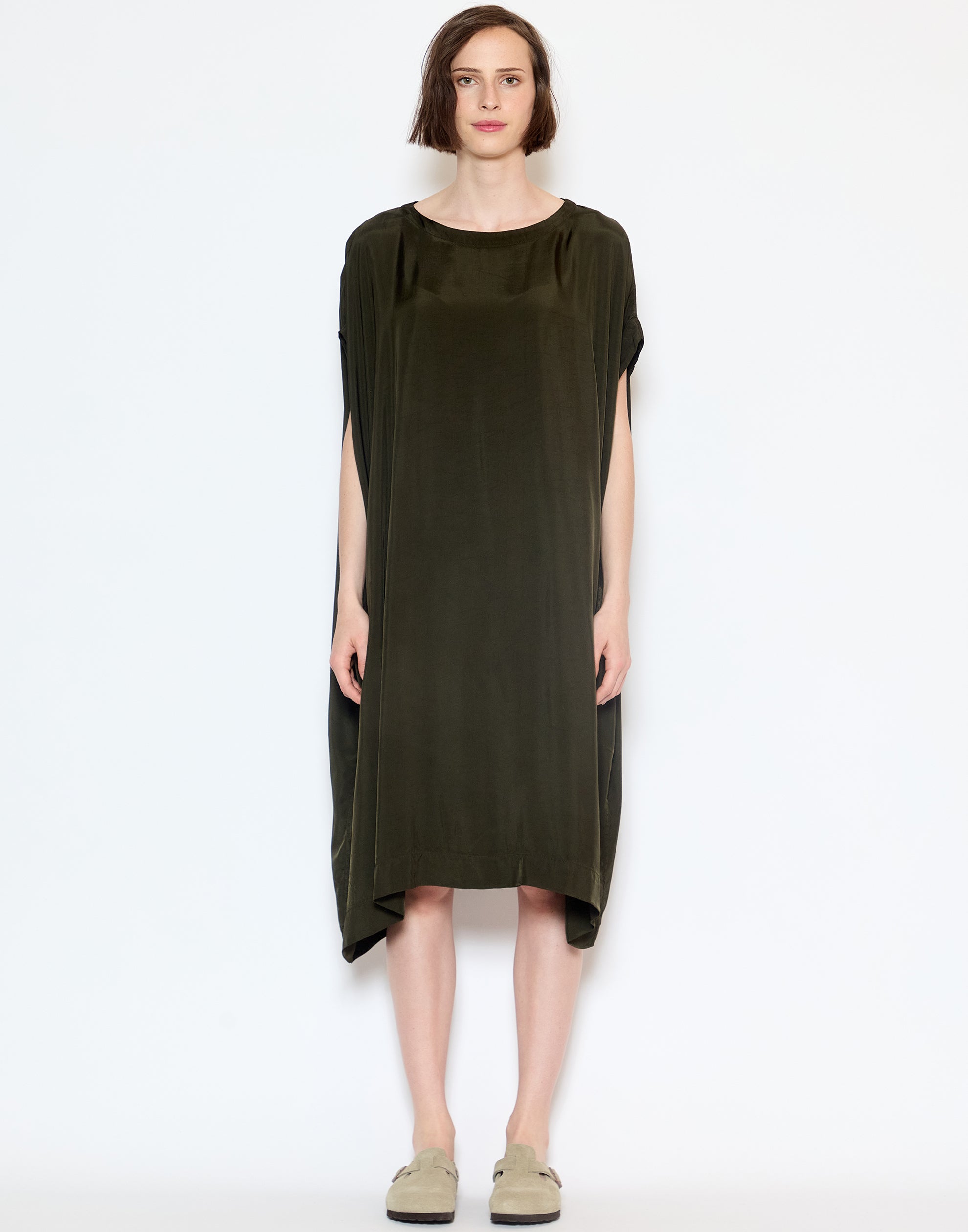 Khaki Viscose Francesca Dress