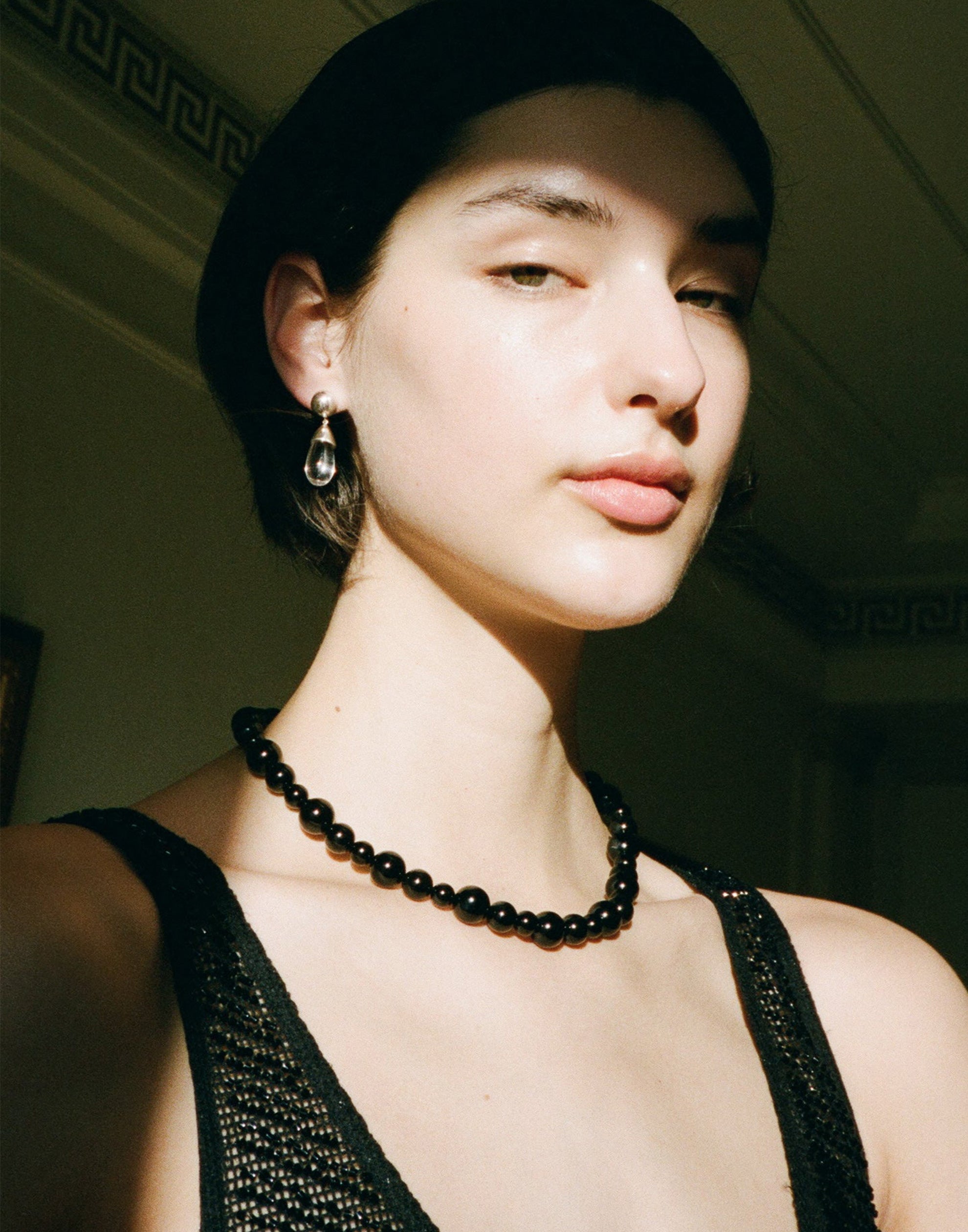 Onyx & Silver Louie Necklace