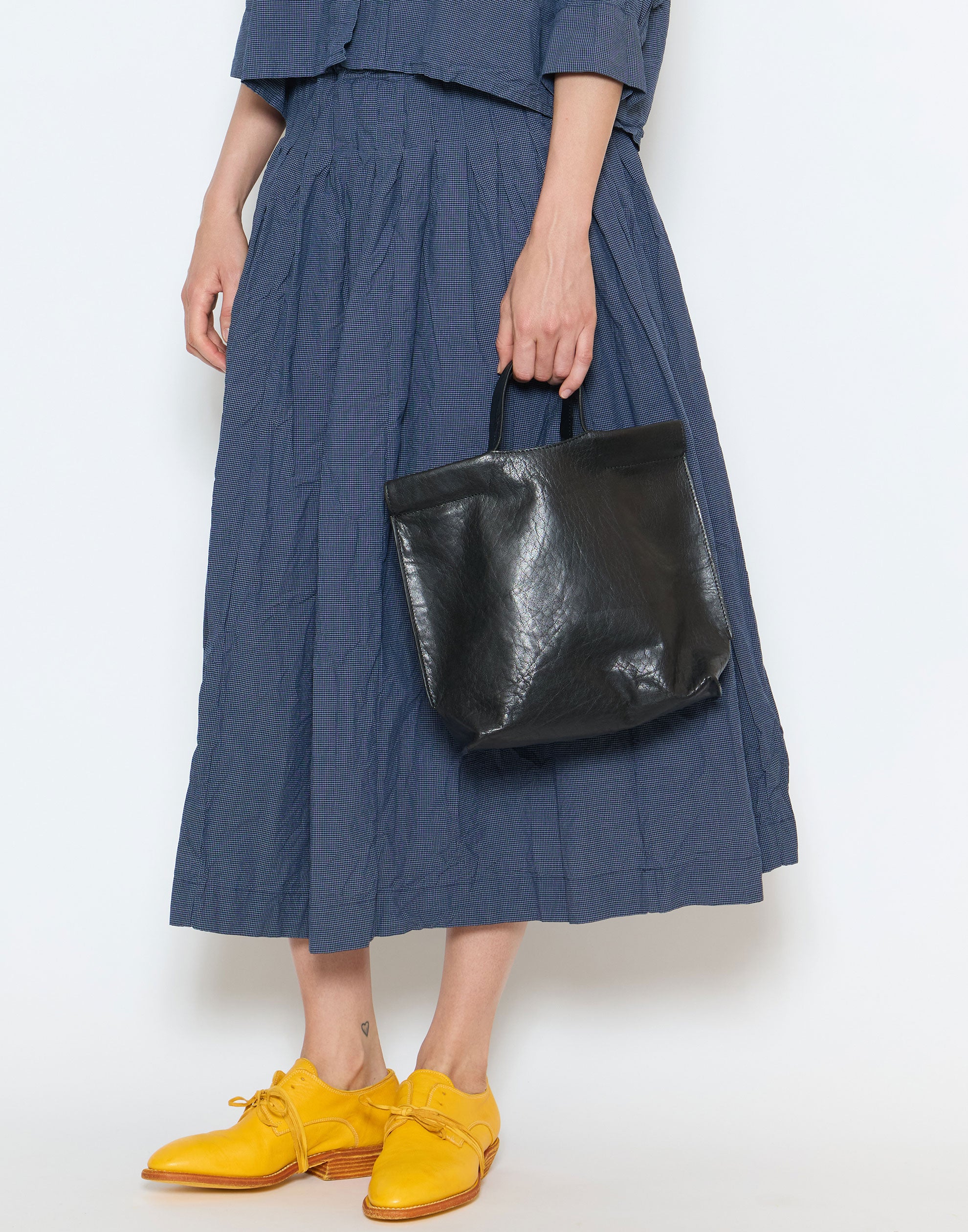 Black Leather Small Shopper Bag