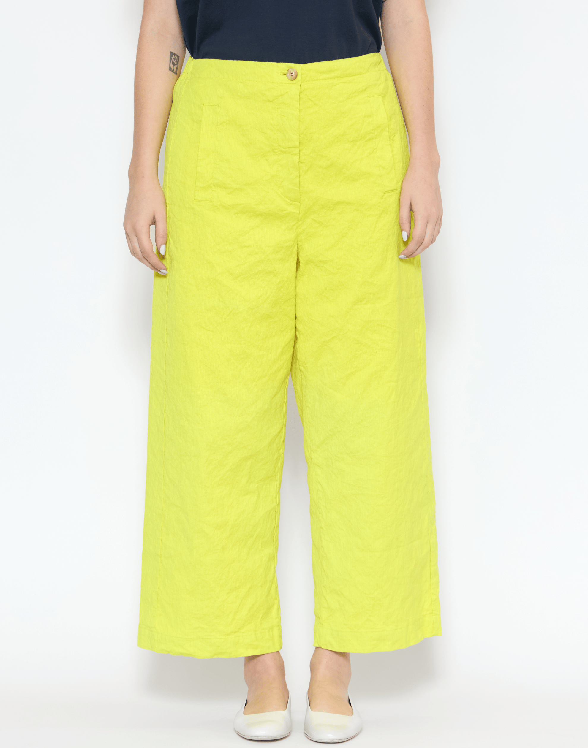 Lime Cotton Blend Paulette Pants