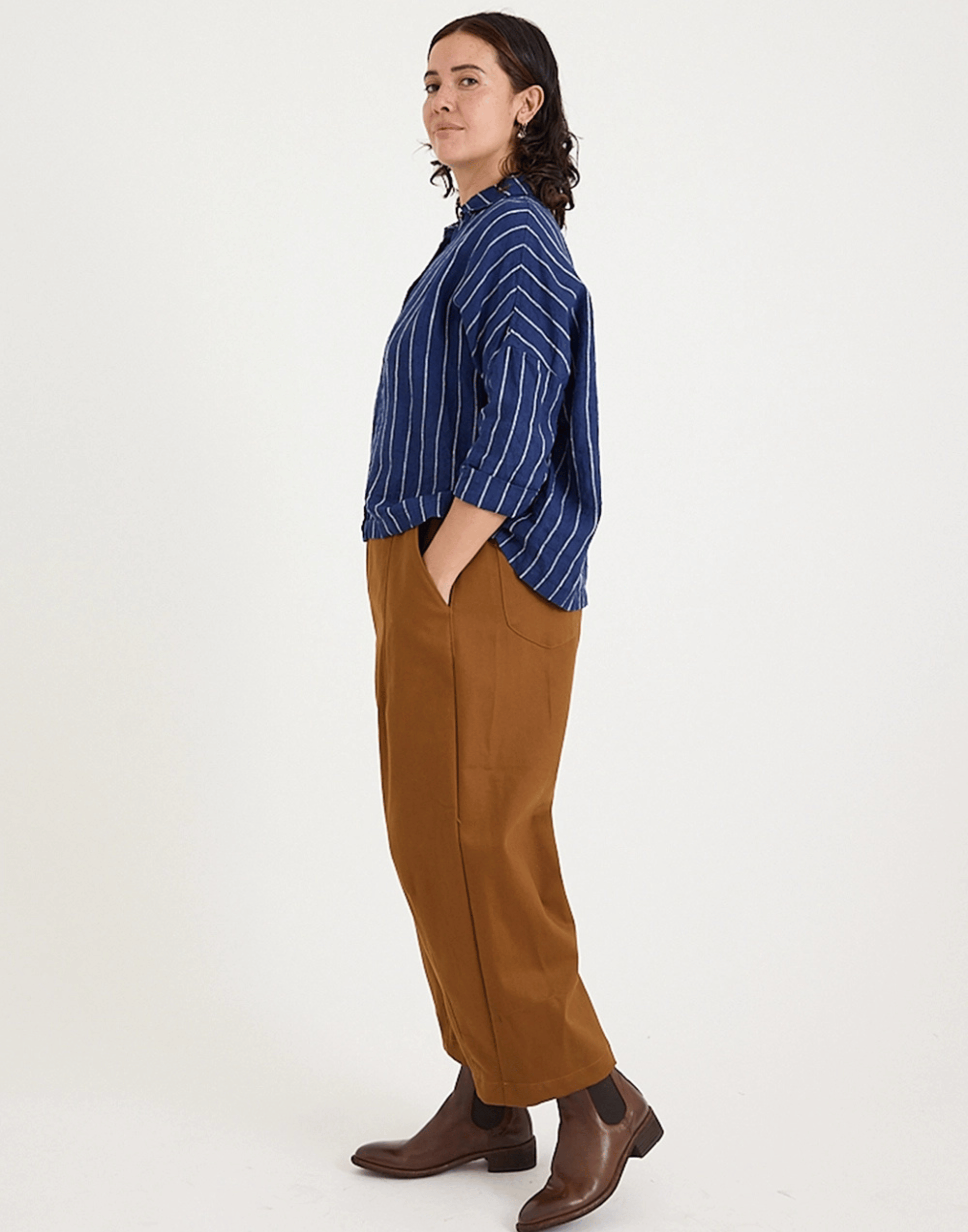 Brick Cotton Twill Stevie Barrel Pants