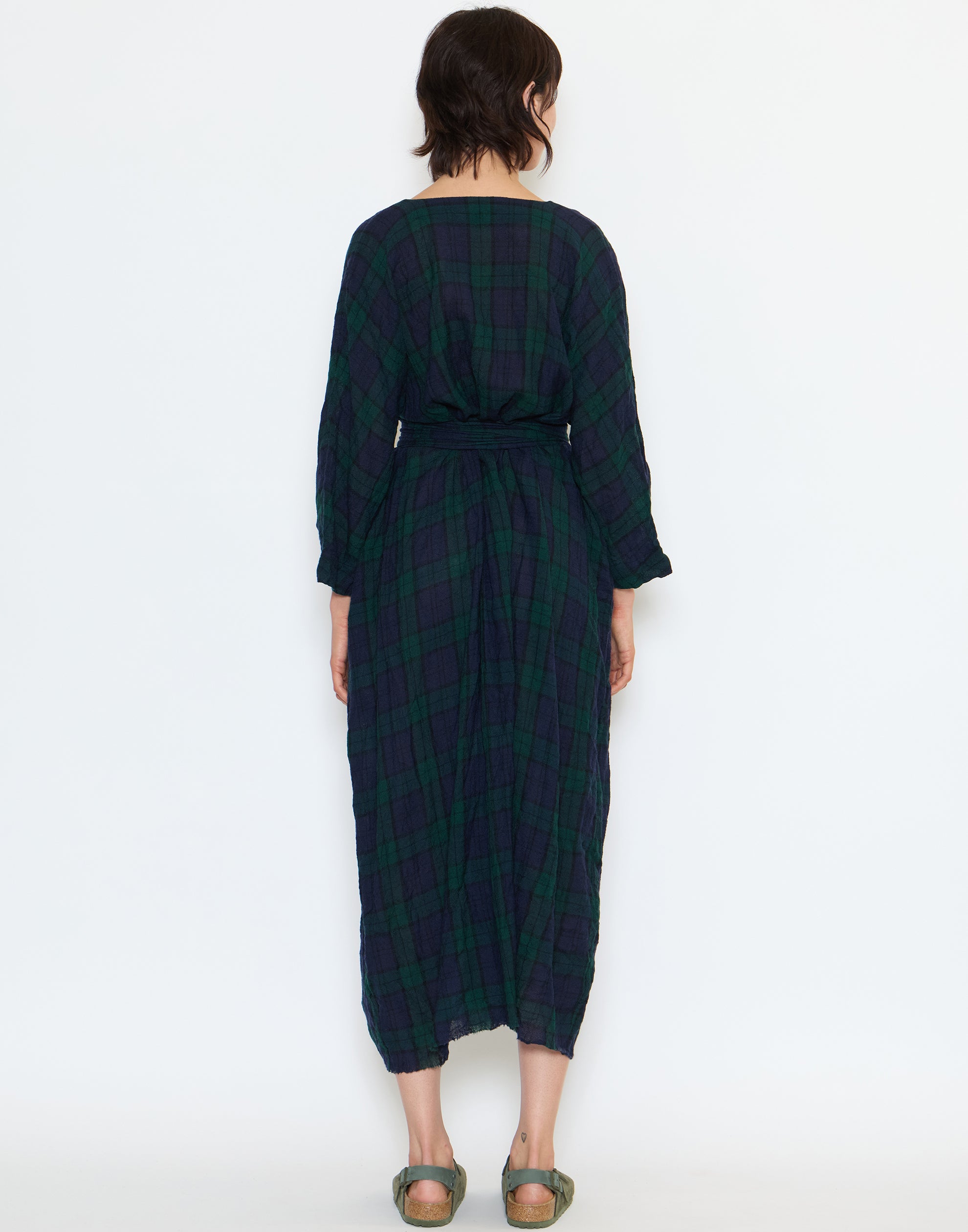 Navy & Green Tartan Wool Bianco Lavato Dress