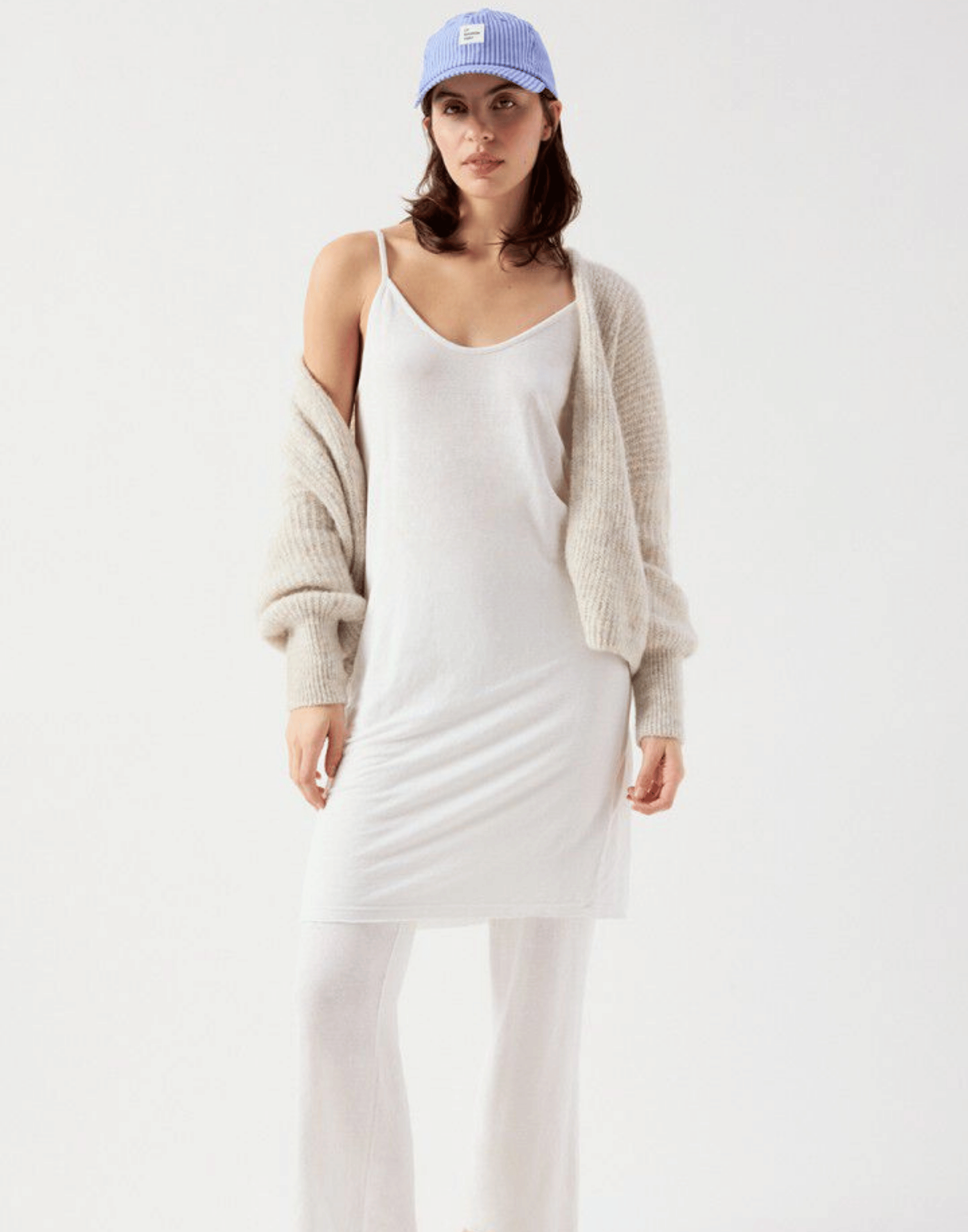 Powder Melange Wool Blend East Cardigan