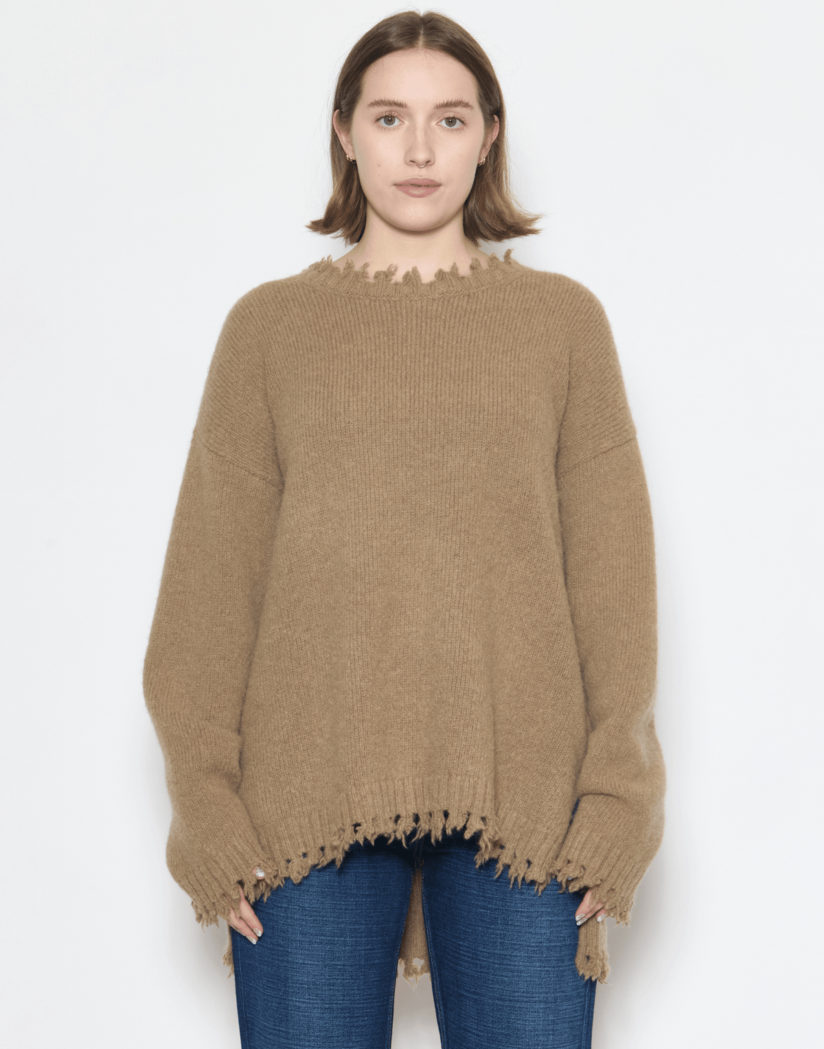 Tobacco Alpaca & Wool Fray Pullover