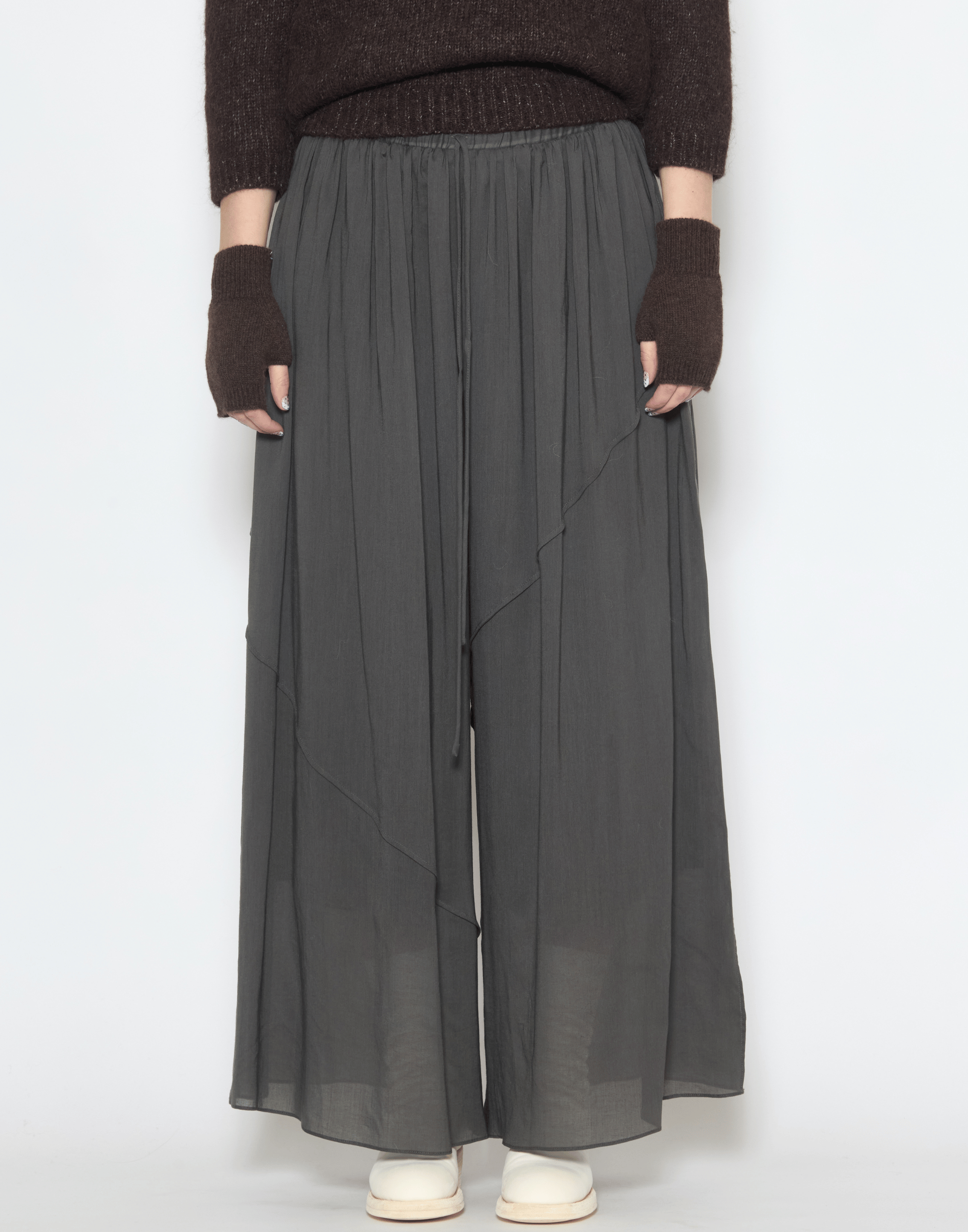 Gunmetal Pojagi Wide Leg Trousers