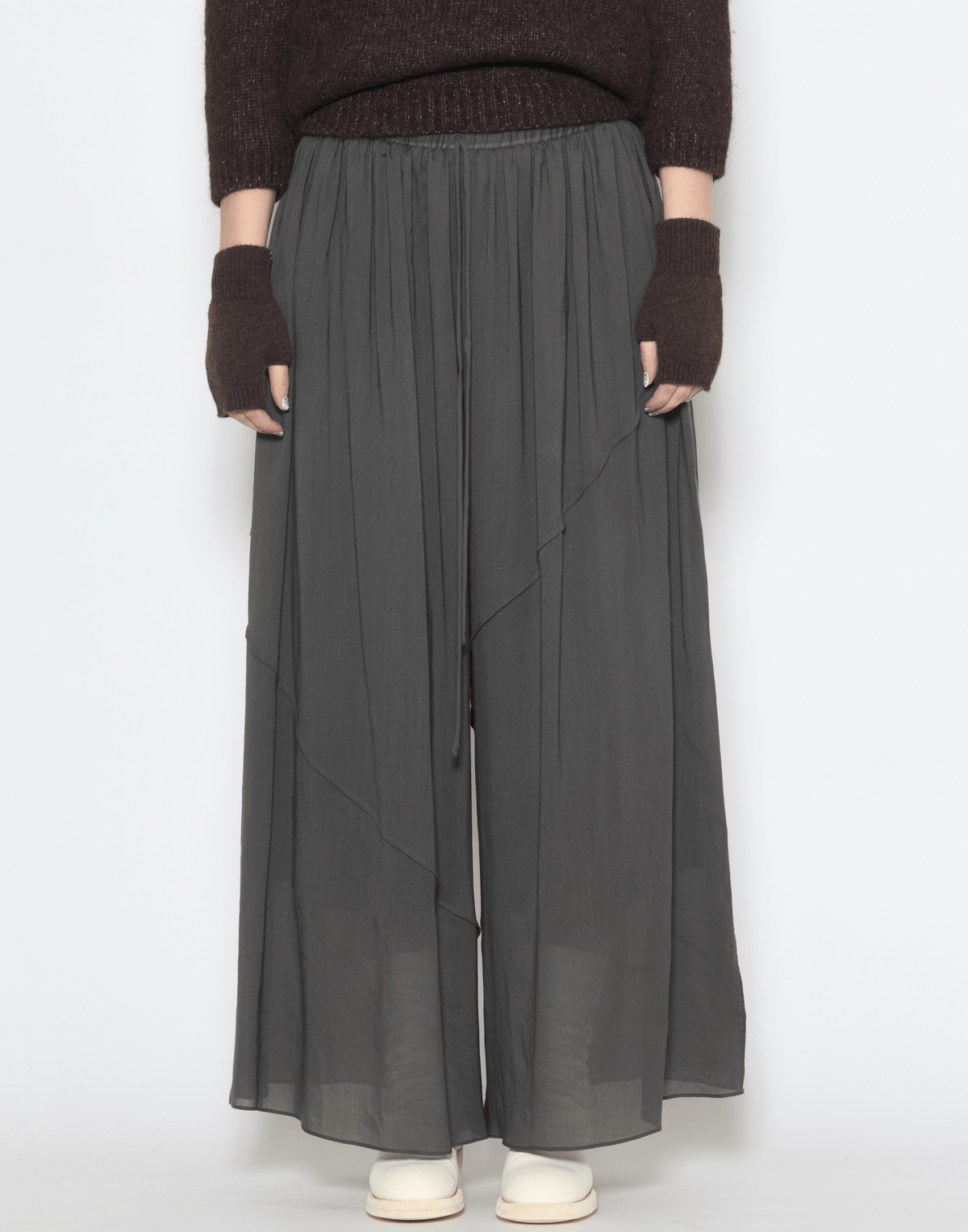 Gunmetal Pojagi Wide Leg Trousers