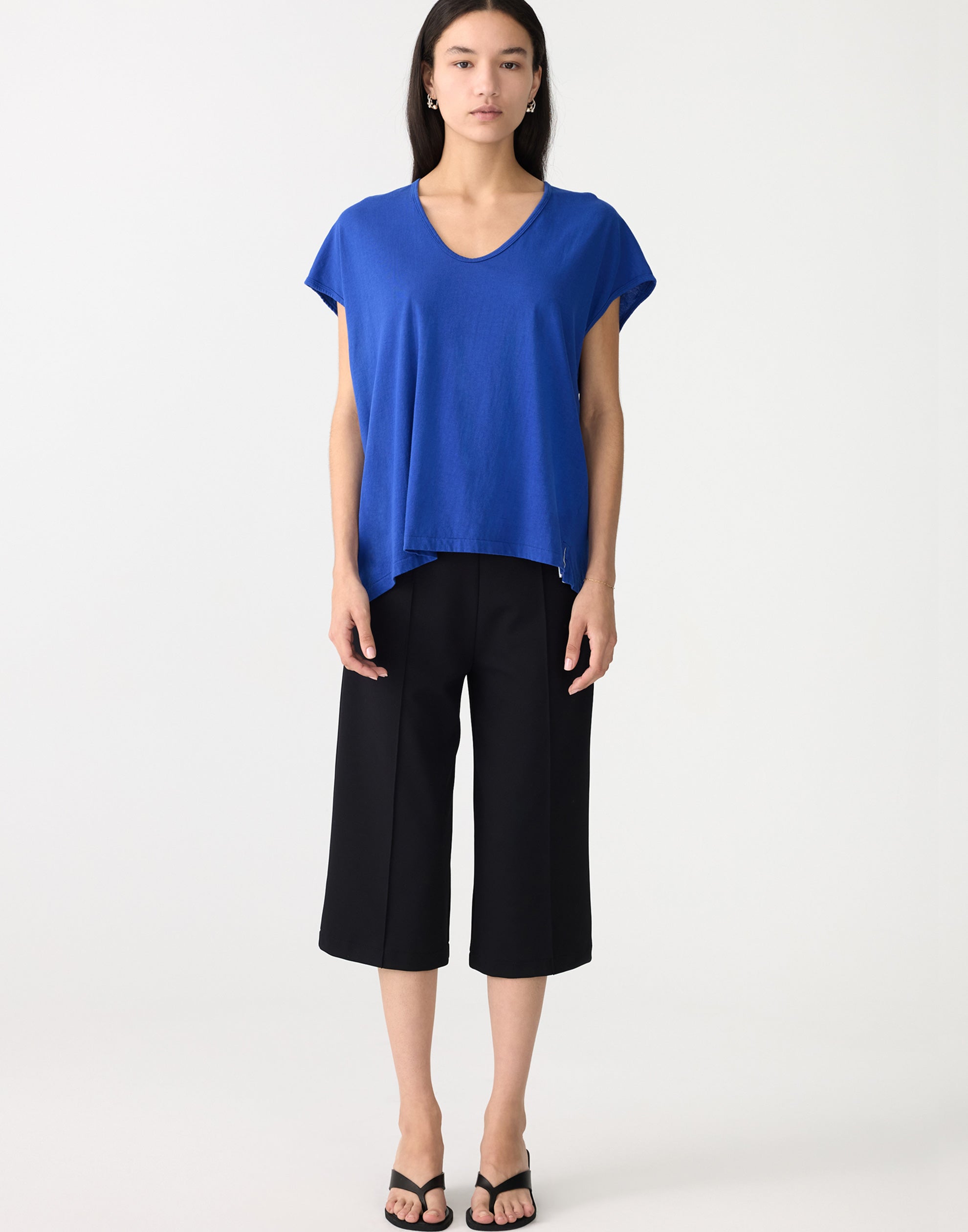 Cobalt Blue Cotton Fine Bind Scoop Neck Tank