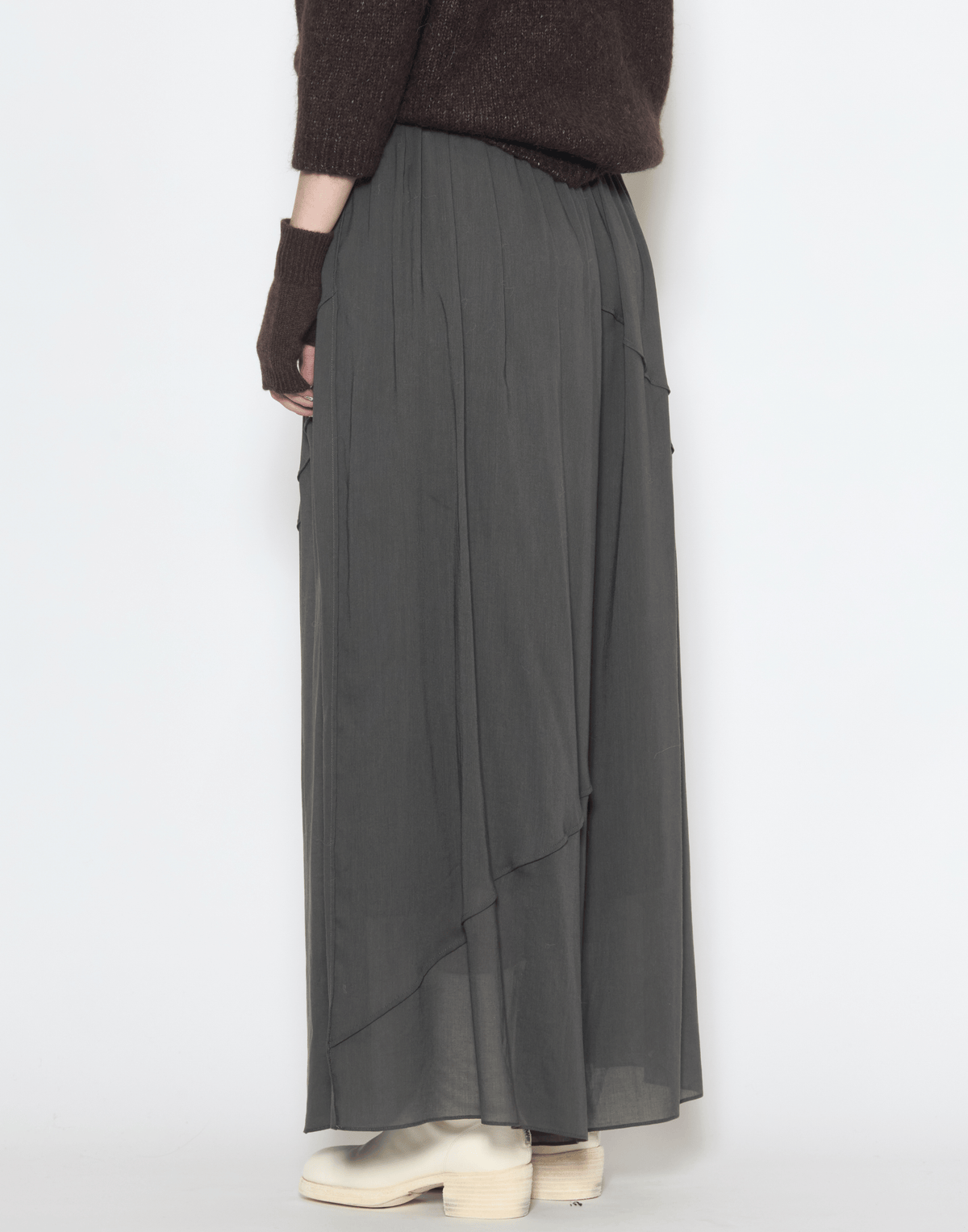 Gunmetal Pojagi Wide Leg Trousers
