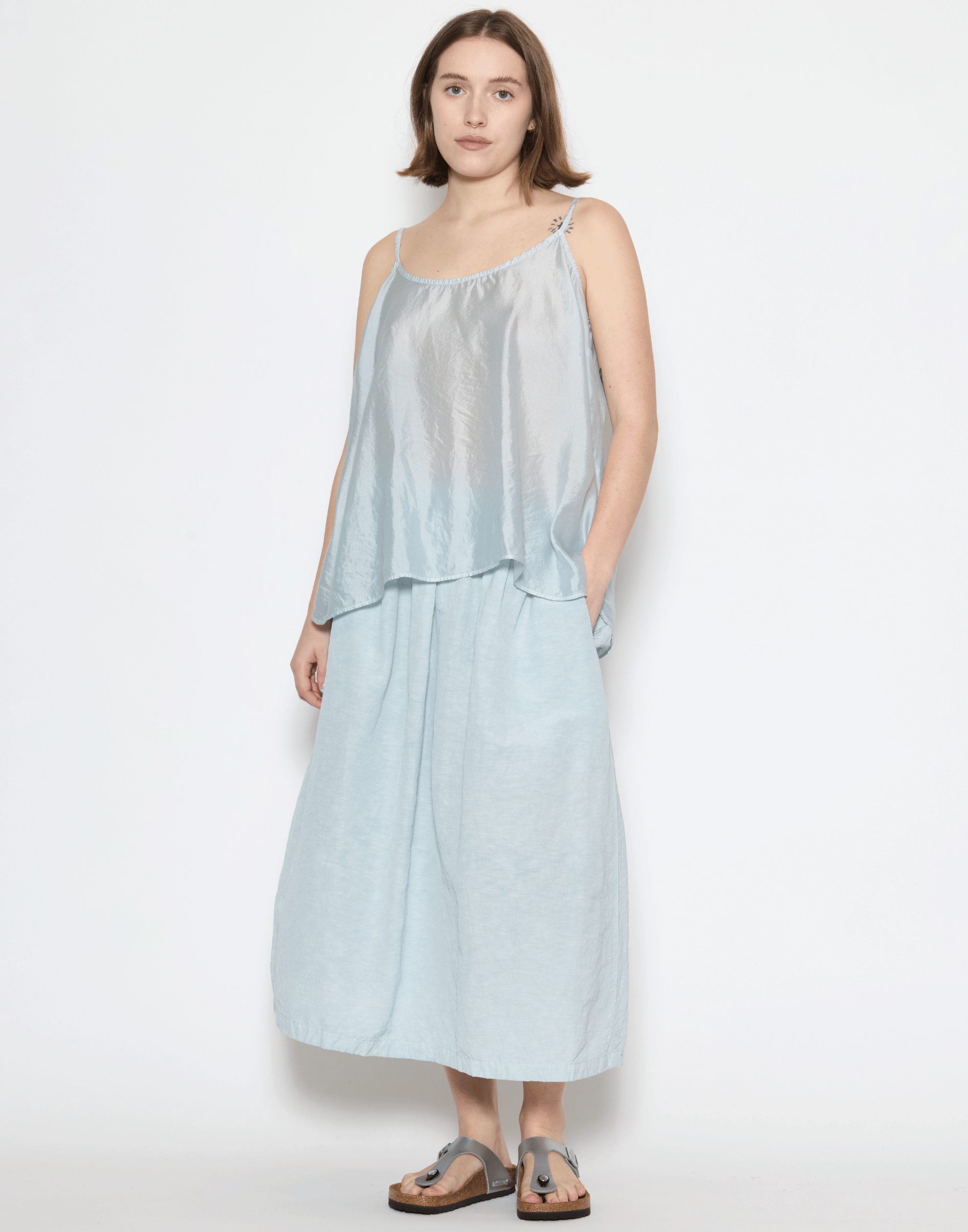Moonish Blue Silk Shylk Caraco Tank Top