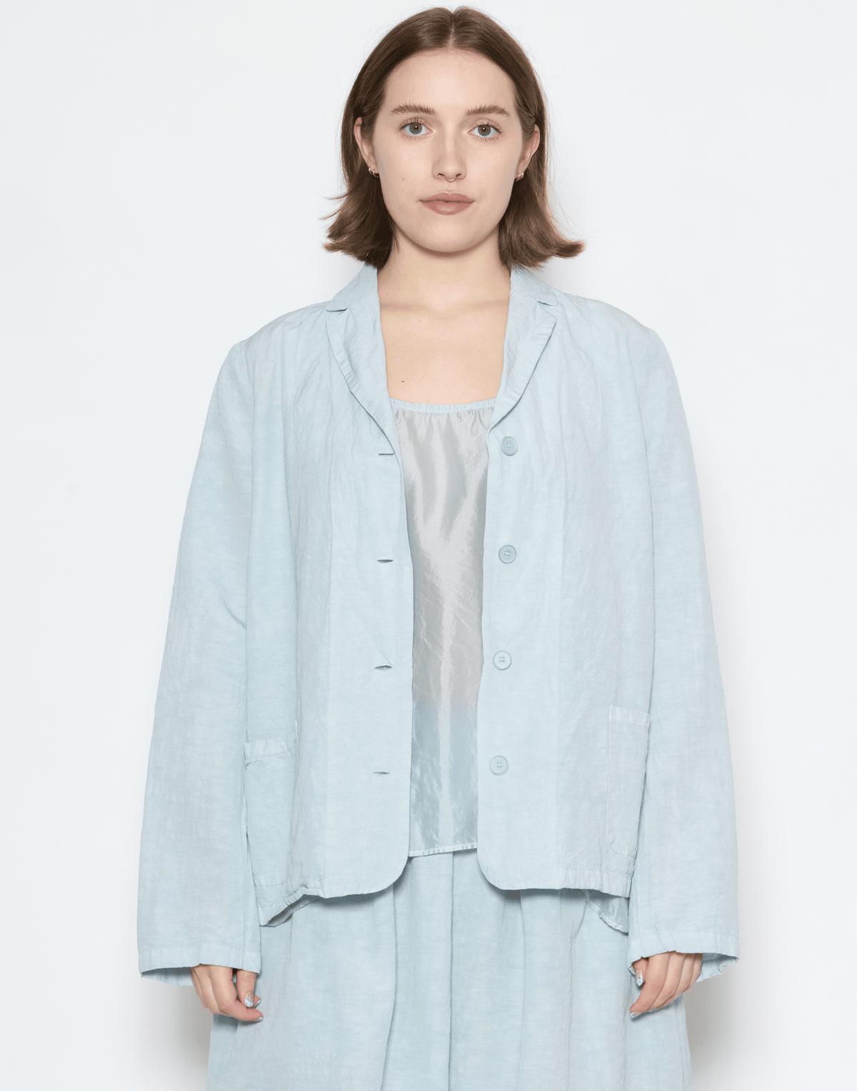Moonish Blue Linen Viscose Chaka Jacket