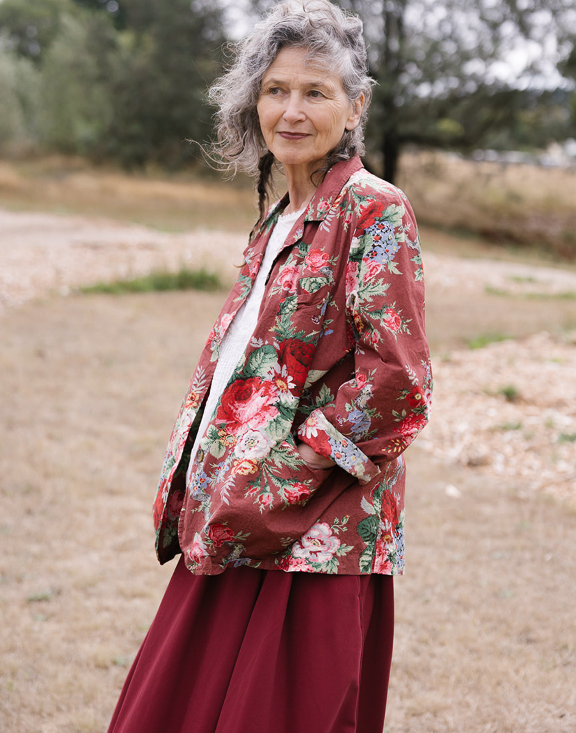 Sunset Floral Chintz Cotton Dominique Blazer