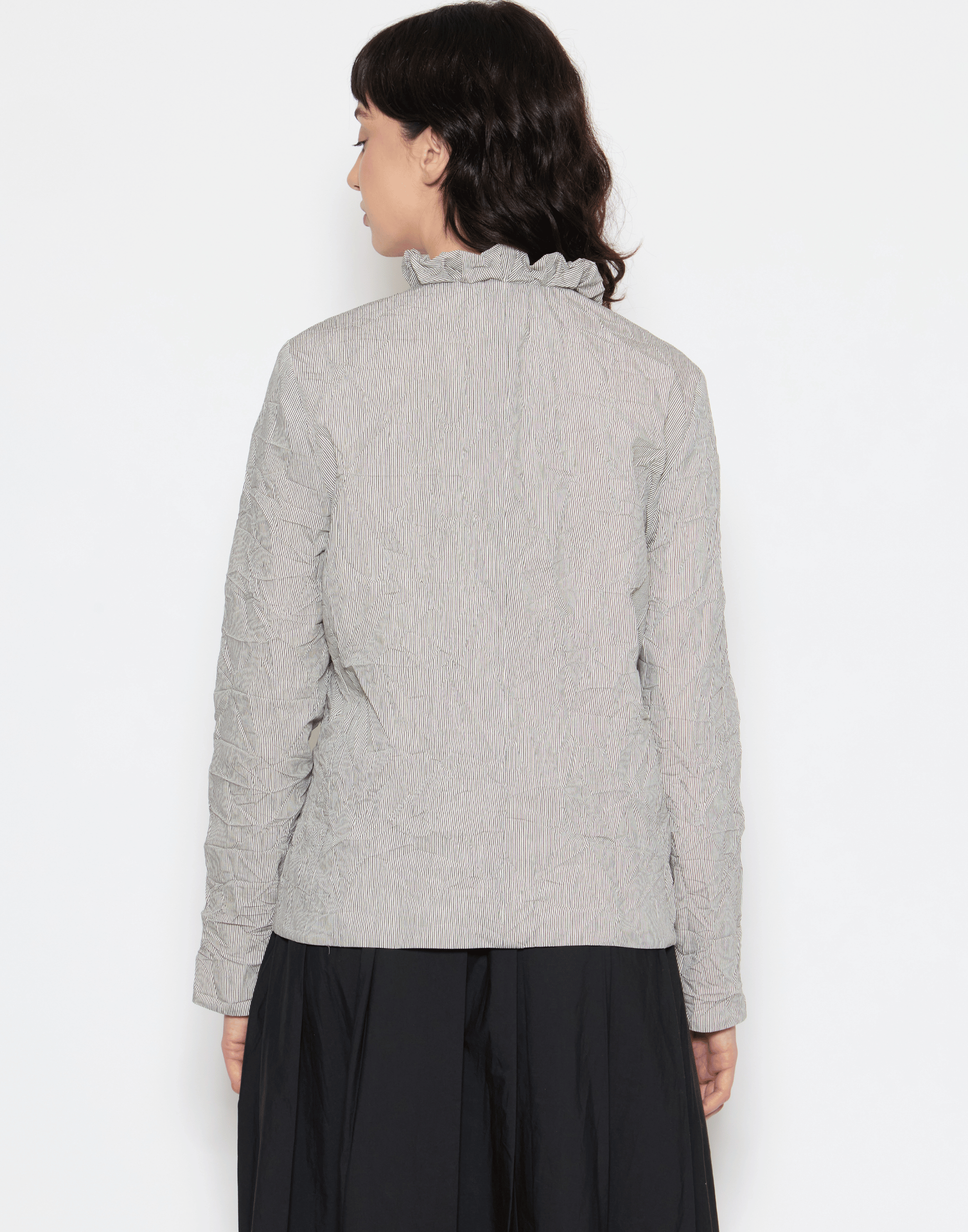 Pinstripe & Black Buttons Viscose Blend Jacket