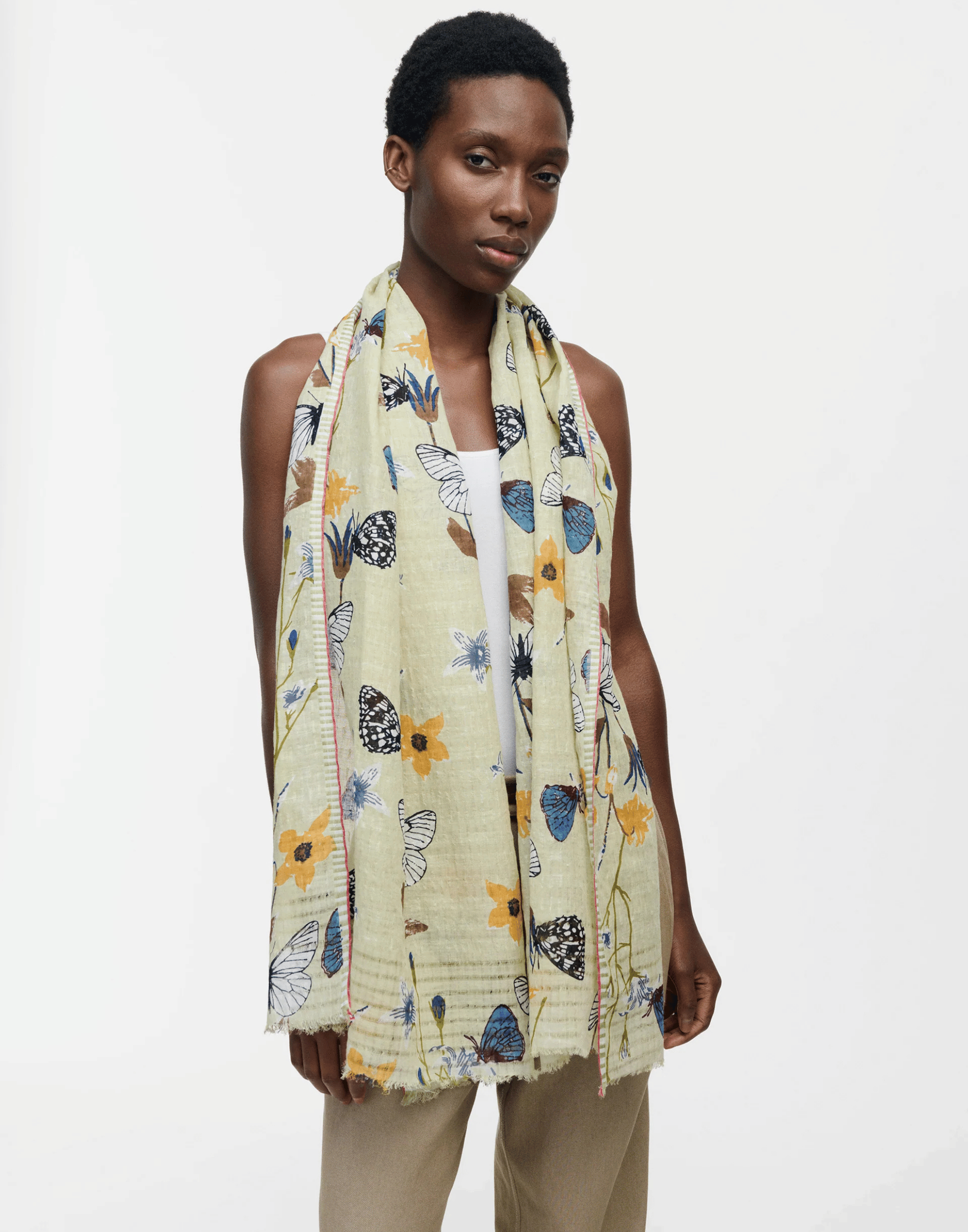 Lichy Butterflies Linen & Cotton Scarf