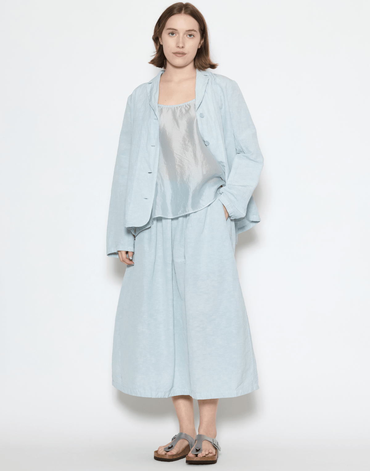 Moonish Blue Linen Viscose Chaka Jacket