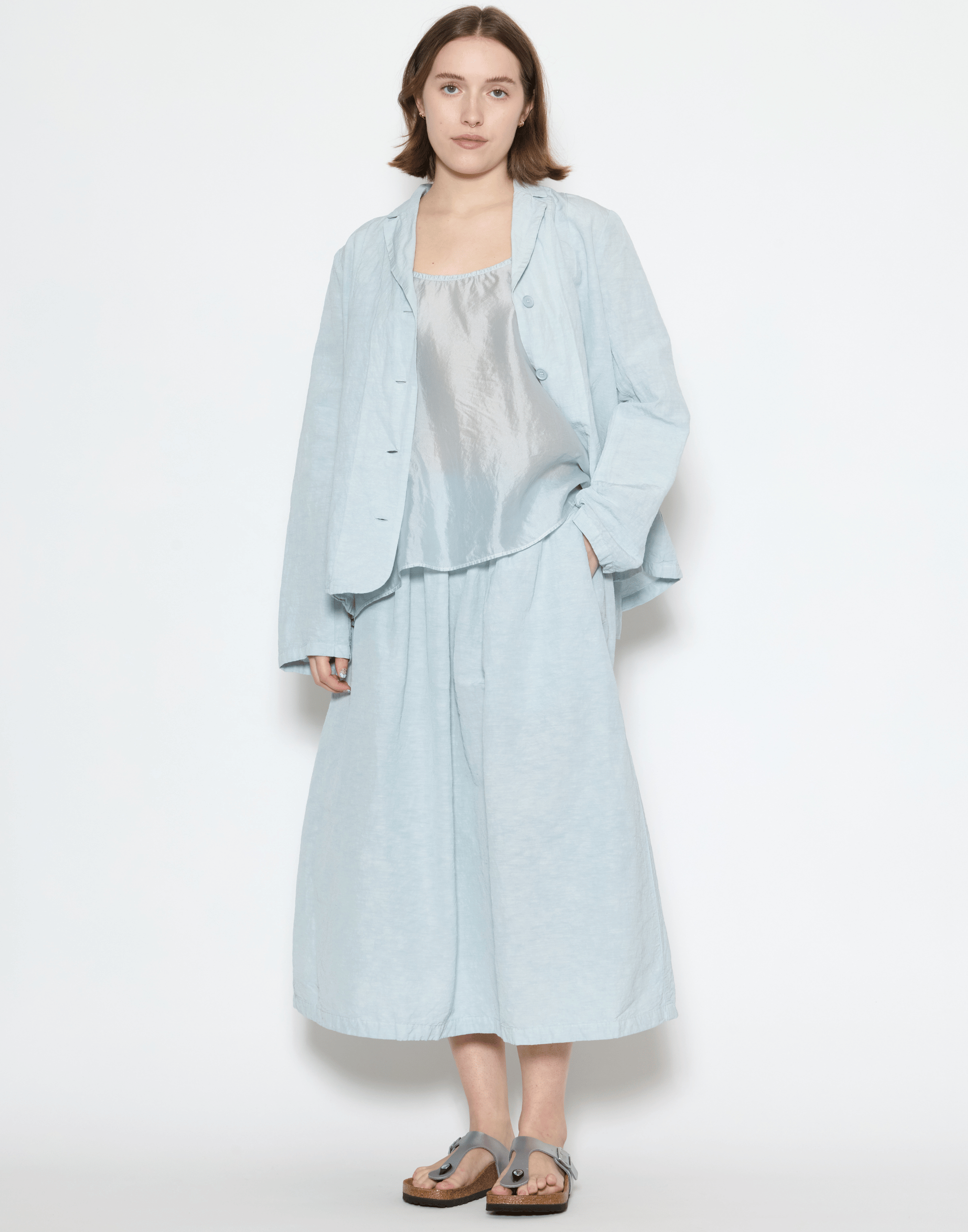 Moonish Blue Linen Viscose Chaka Jacket