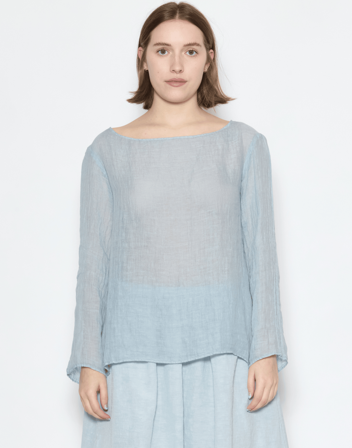 Moonish Blue Linen Voile Yilin Top